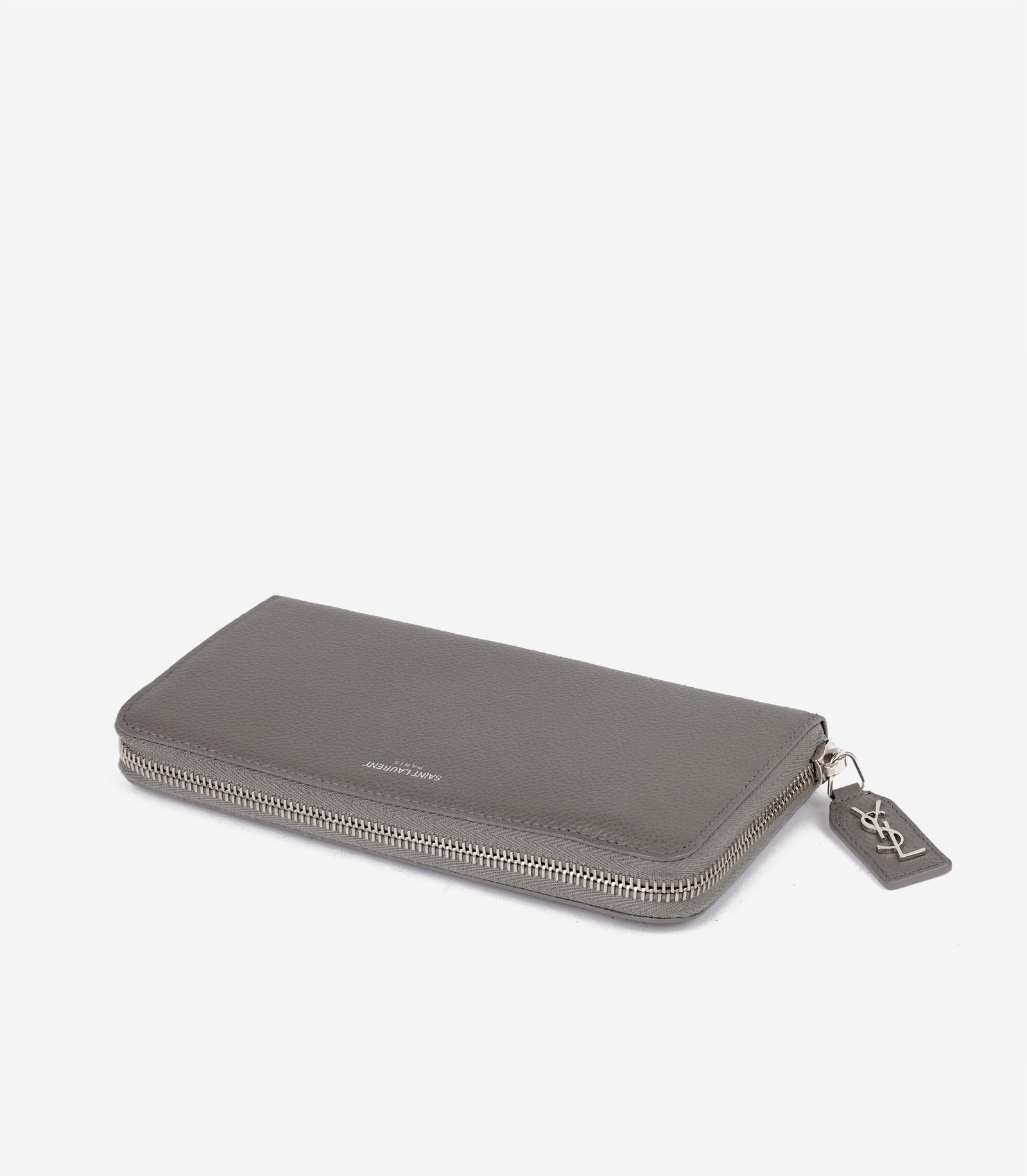 Saint Laurent Taupe Grained Calfskin Leather Sac De Jour Zip Around Wallet - 3
