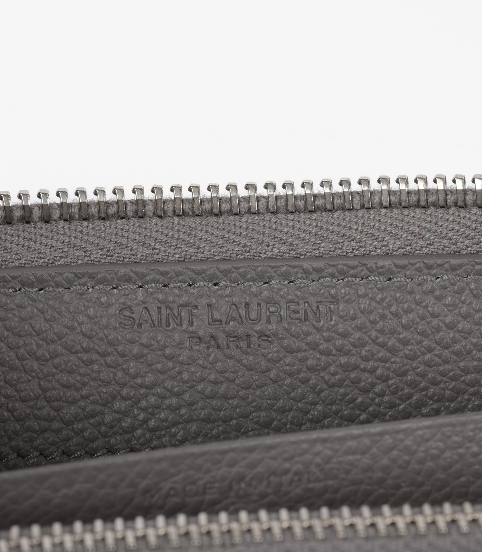 Saint Laurent Taupe Grained Calfskin Leather Sac De Jour Zip Around Wallet - 4