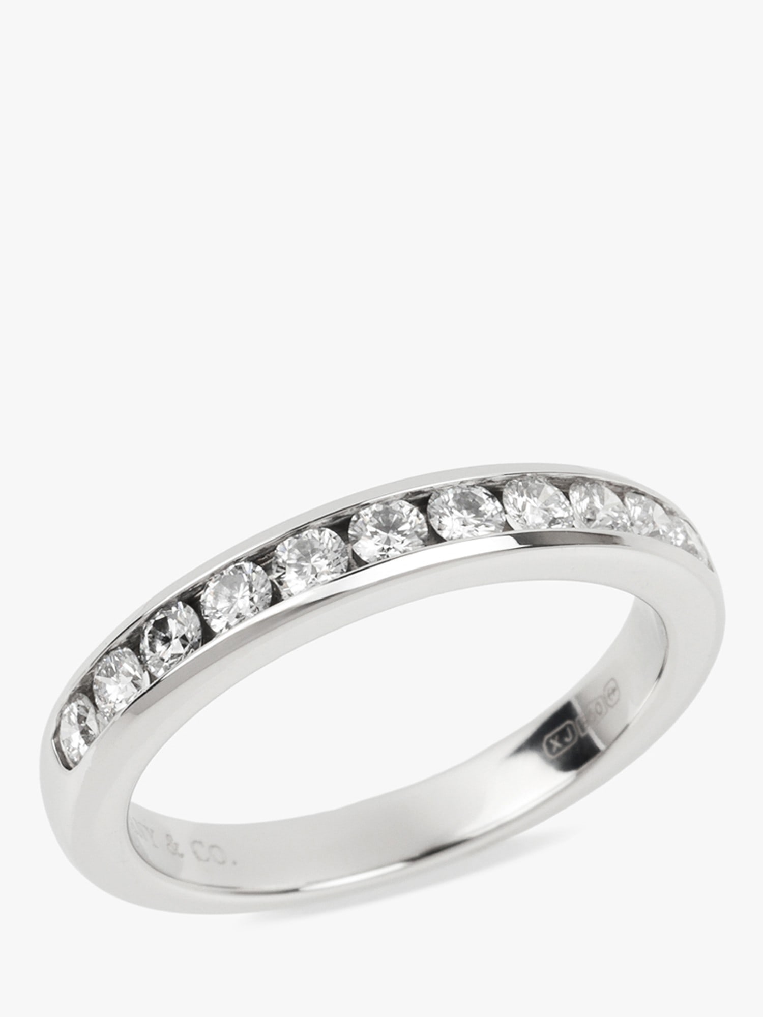 Tiffany & Co. Brilliant Cut Diamond Platinum 3mm Half Eternity Ring: Title: Tiffany & Co. Brilliant Cut Diamond Platinum 3mm Half Eternity Ring Description: Tiffany & Co. Brilliant Cut Diamond Platinum 3mm Half Eternity Ring Product Details WG R