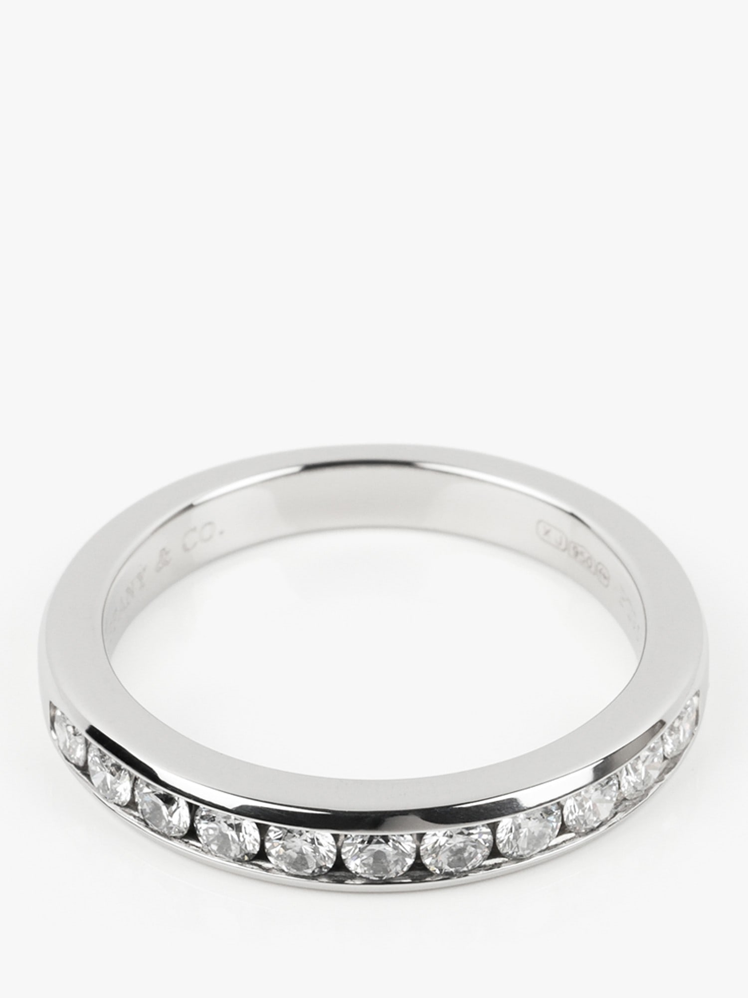 Tiffany & Co. Brilliant Cut Diamond Platinum 3mm Half Eternity Ring - 2