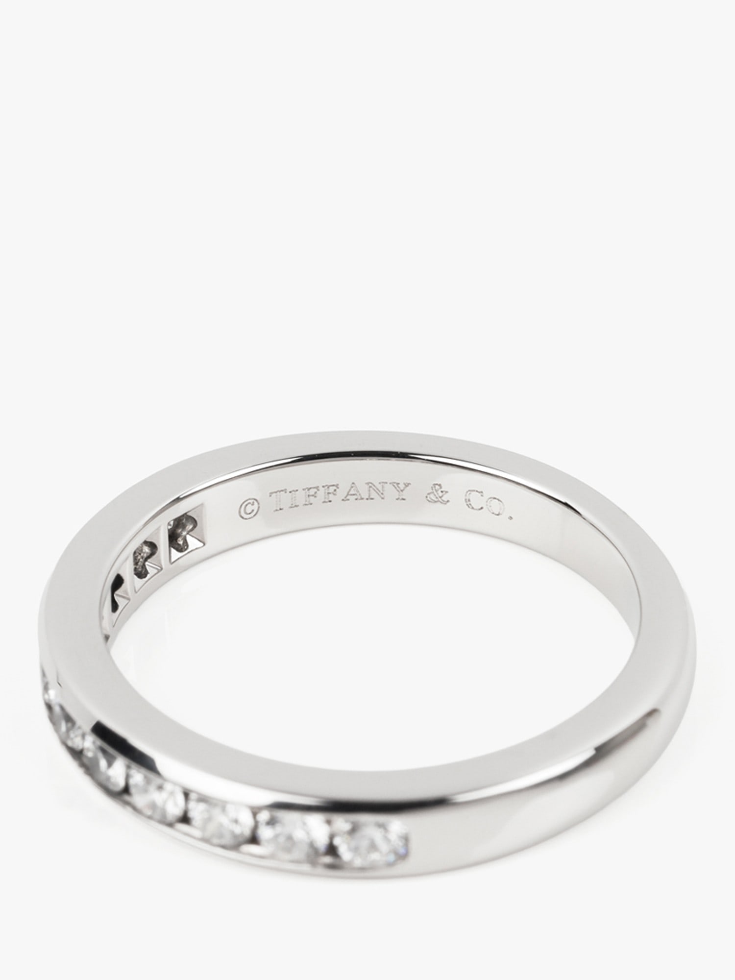 Tiffany & Co. Brilliant Cut Diamond Platinum 3mm Half Eternity Ring - 3