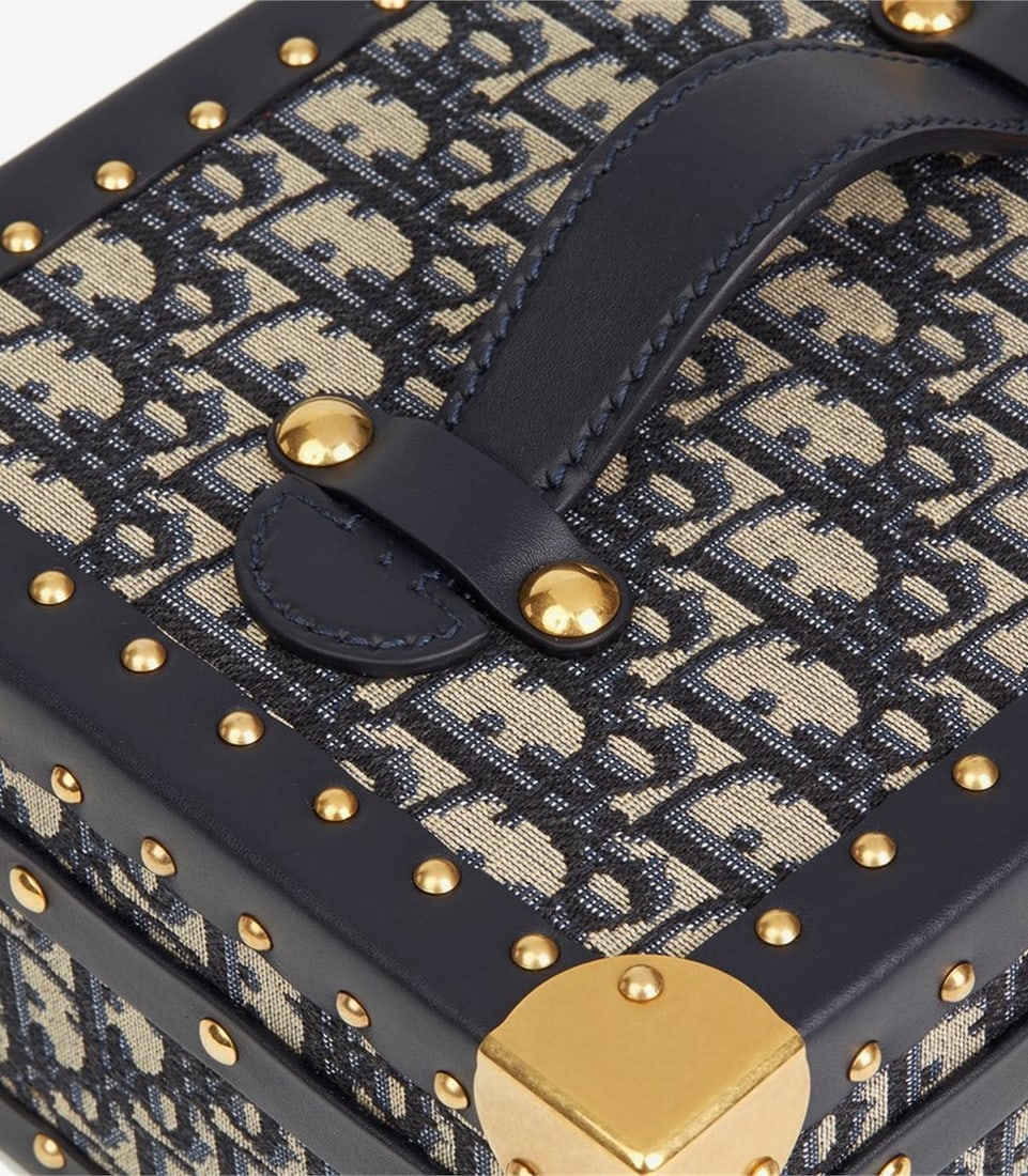 Christian Dior Blue Oblique Monogram Canvas & Calfskin Leather Jewellery Case - 7