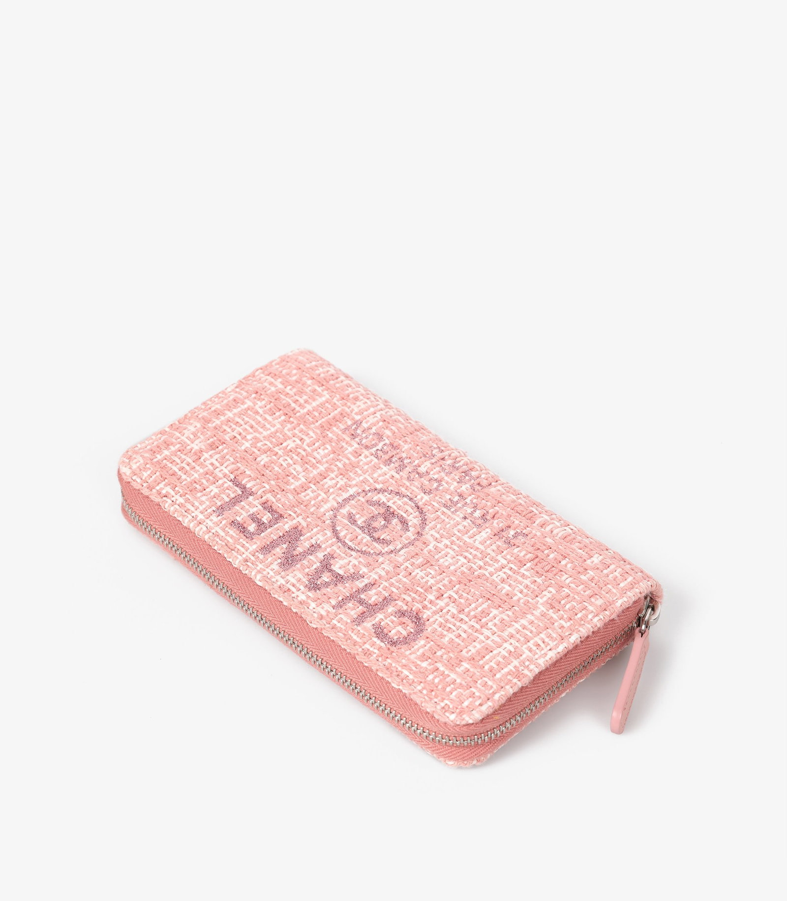 Chanel Pink Tweed & Lurex Deauville Long Zip Wallet - 3