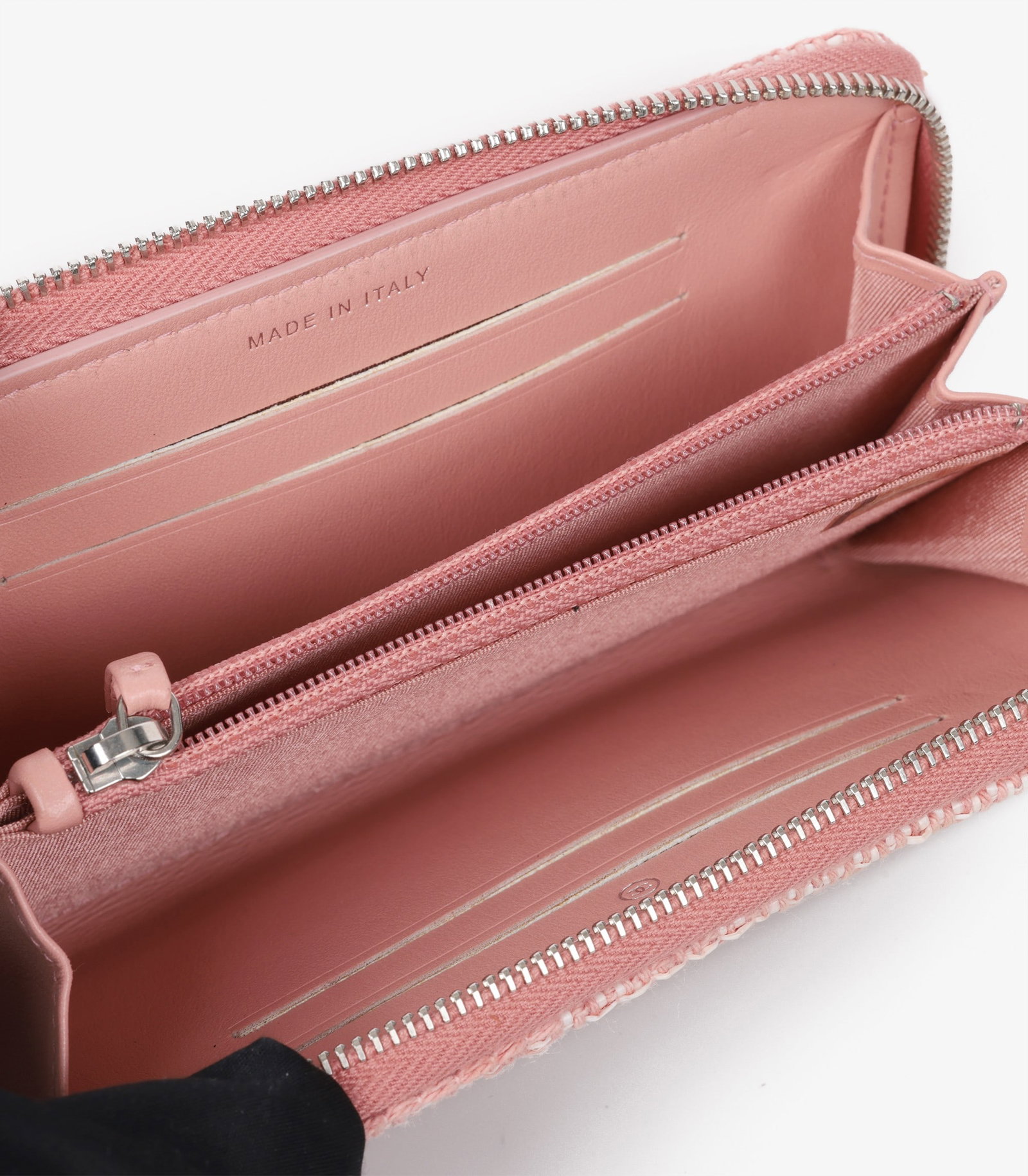 Chanel Pink Tweed & Lurex Deauville Long Zip Wallet - 5
