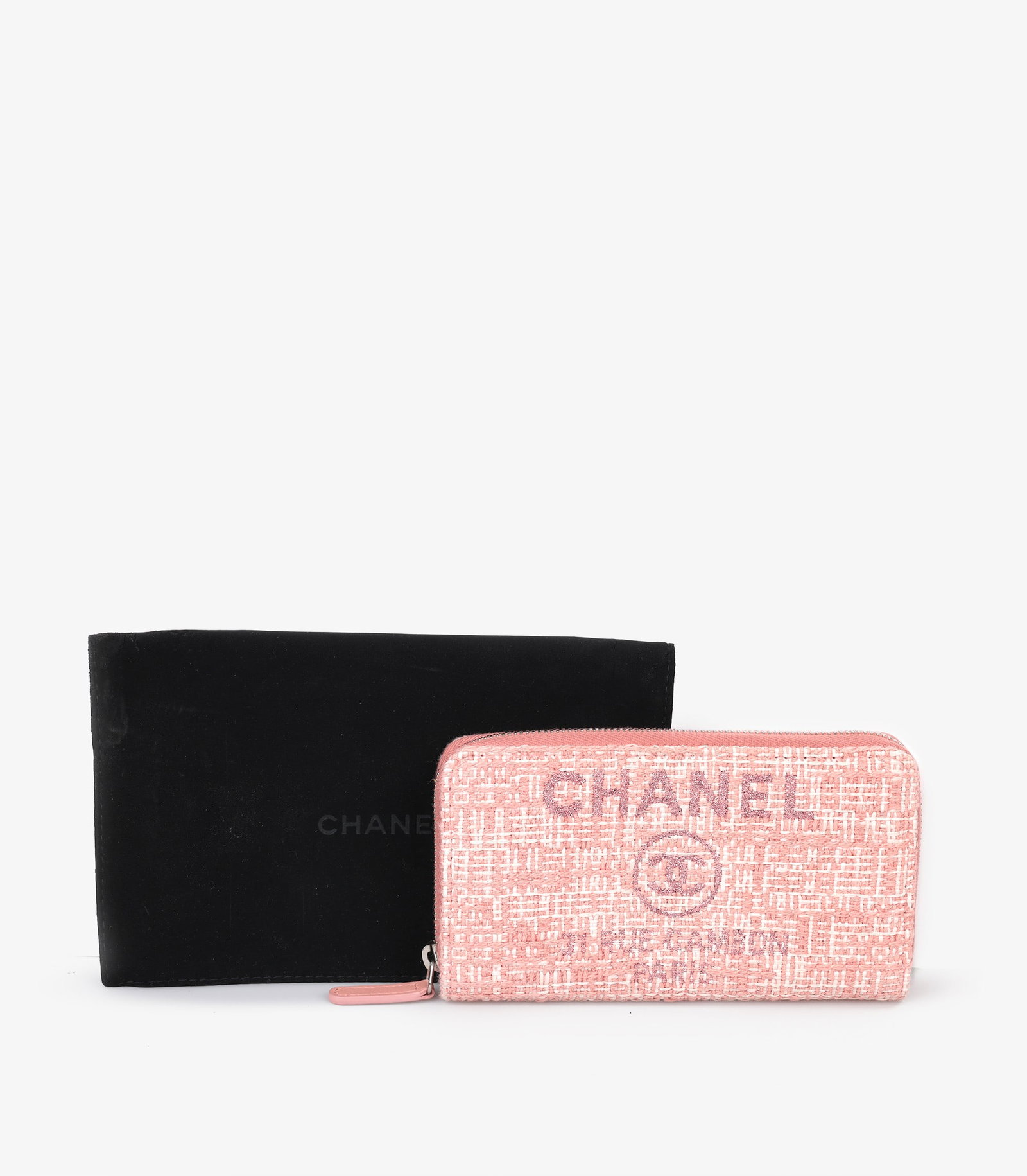 Chanel Pink Tweed & Lurex Deauville Long Zip Wallet - 6