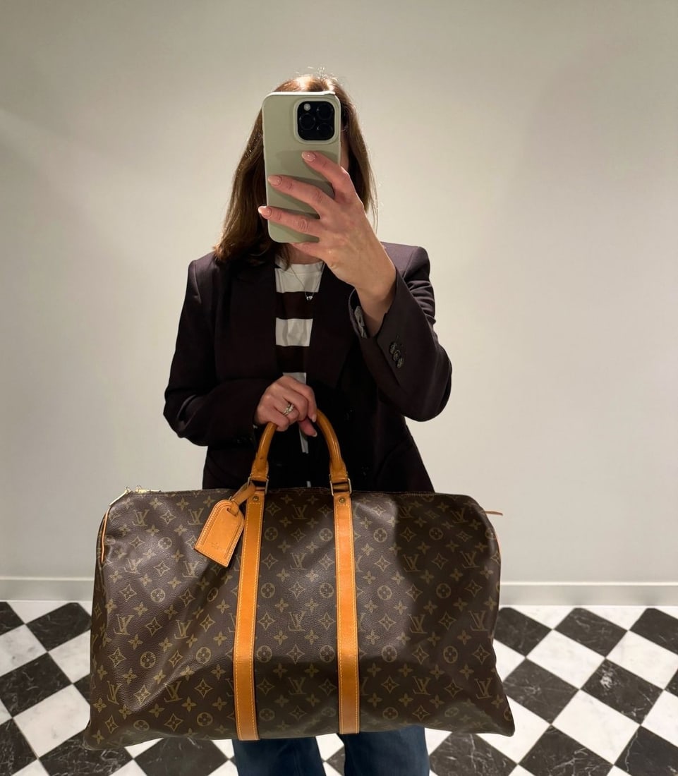 Louis Vuitton Brown Monogram Coated Canvas & Vachetta Leather Vintage Keepall 55 - 2