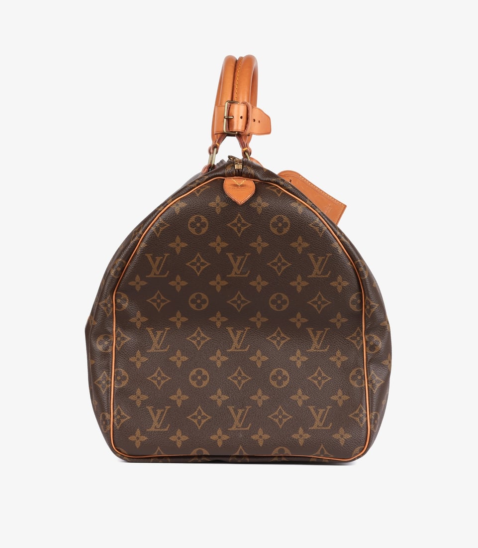 Louis Vuitton Brown Monogram Coated Canvas & Vachetta Leather Vintage Keepall 55 - 4