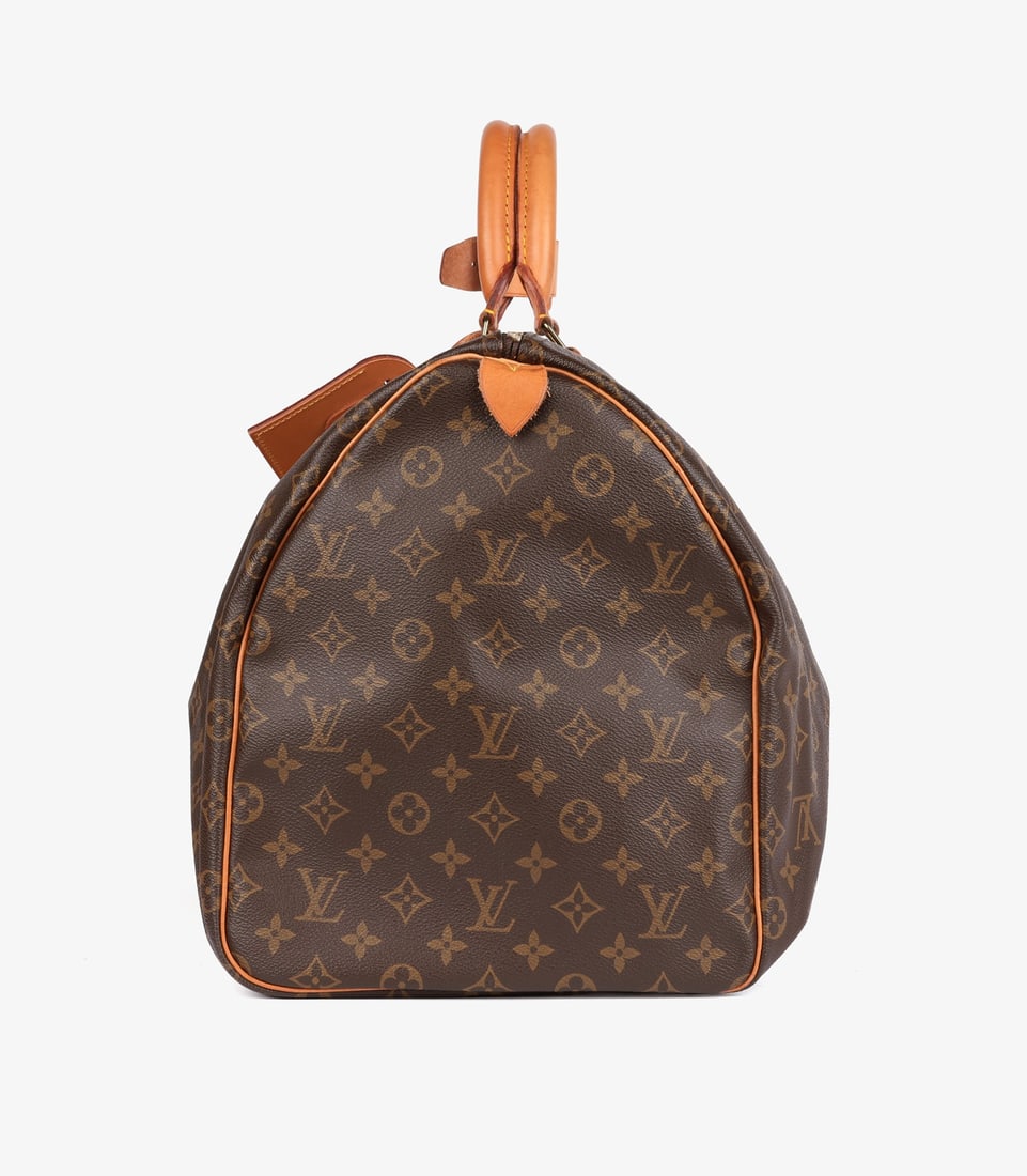 Louis Vuitton Brown Monogram Coated Canvas & Vachetta Leather Vintage Keepall 55 - 5