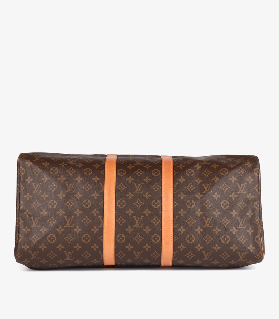 Louis Vuitton Brown Monogram Coated Canvas & Vachetta Leather Vintage Keepall 55 - 7