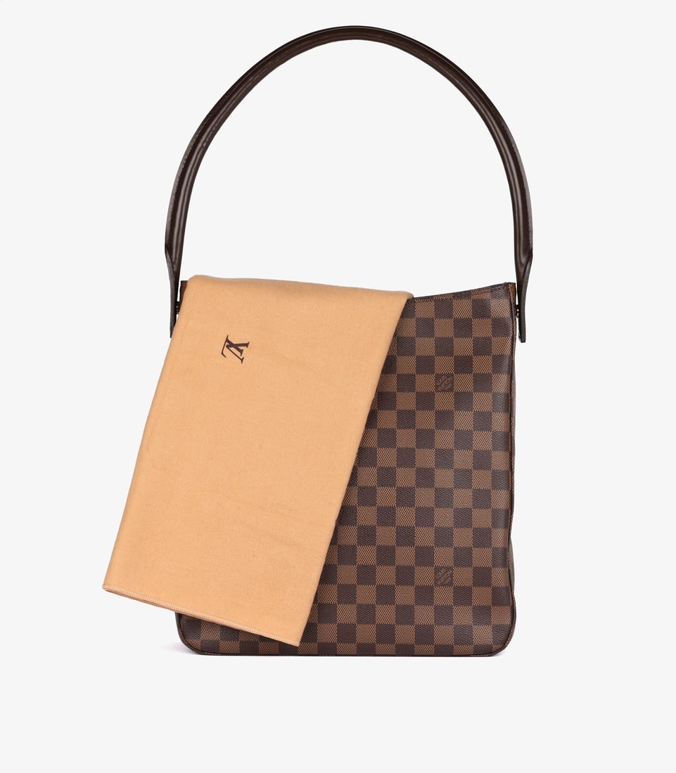 Louis Vuitton Damier Ebene Coated Canvas & Calfskin Leather Special Order Vintage Looping GM - 11