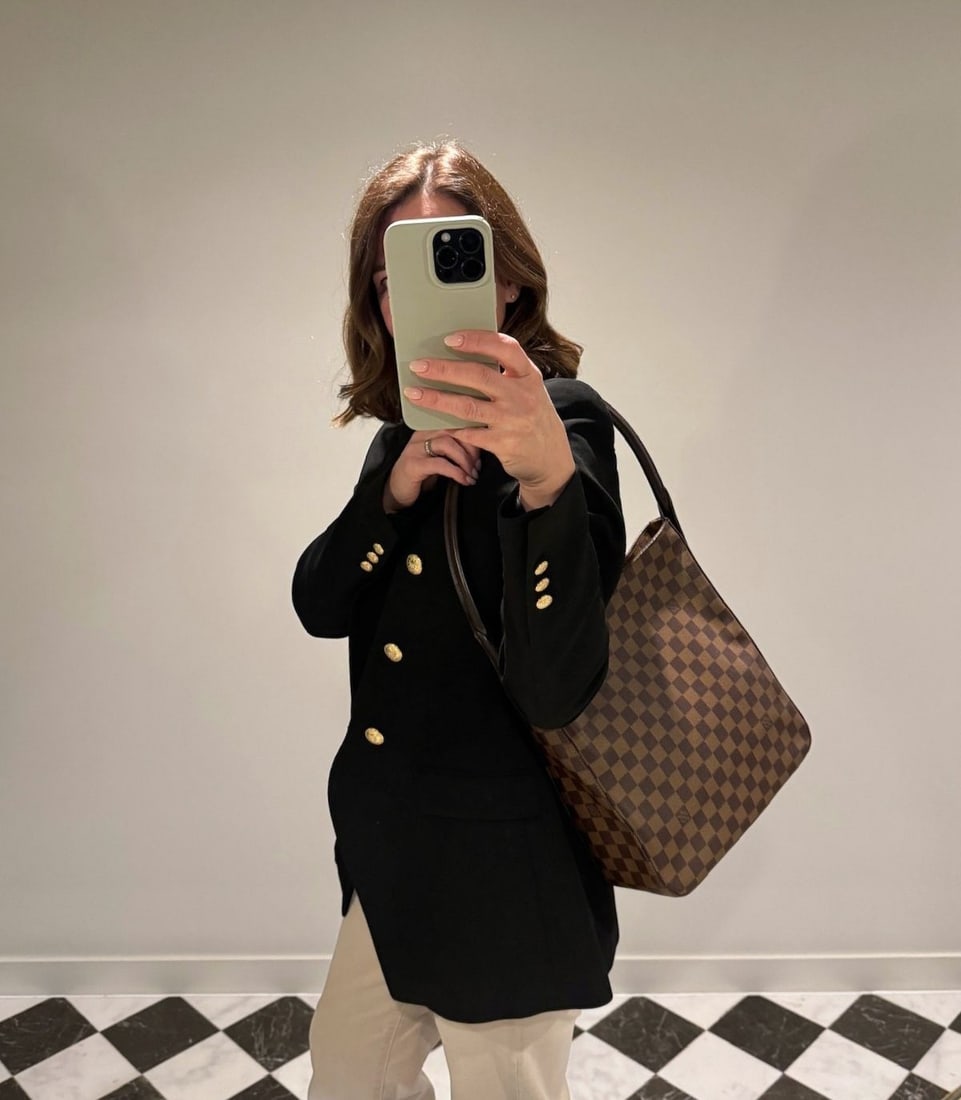 Louis Vuitton Damier Ebene Coated Canvas & Calfskin Leather Special Order Vintage Looping GM - 2