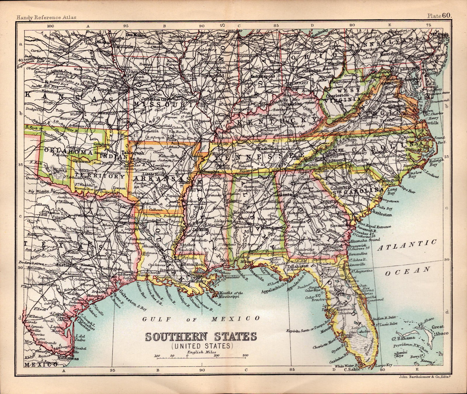 USA Southern States Double Sided Victorian Antique 1896 Map. (1 of 3)