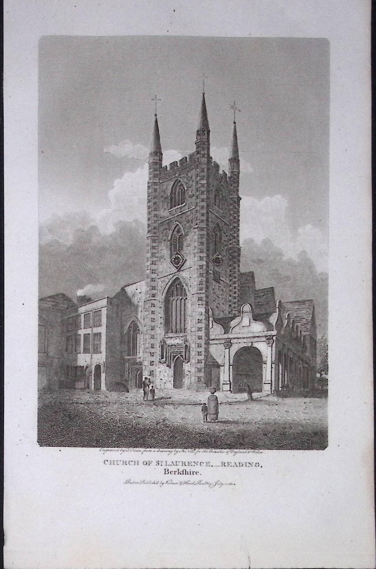 Reading Church Berkshire Antique 226 Years-Old Georgian Steel-Engraving-438: Title: Reading Church Berkshire Antique 226 Years-Old Georgian Steel-Engraving-438 Description: This Georgian Antique Print Was Removed from a First Edition of. The Beauties of England and Wale