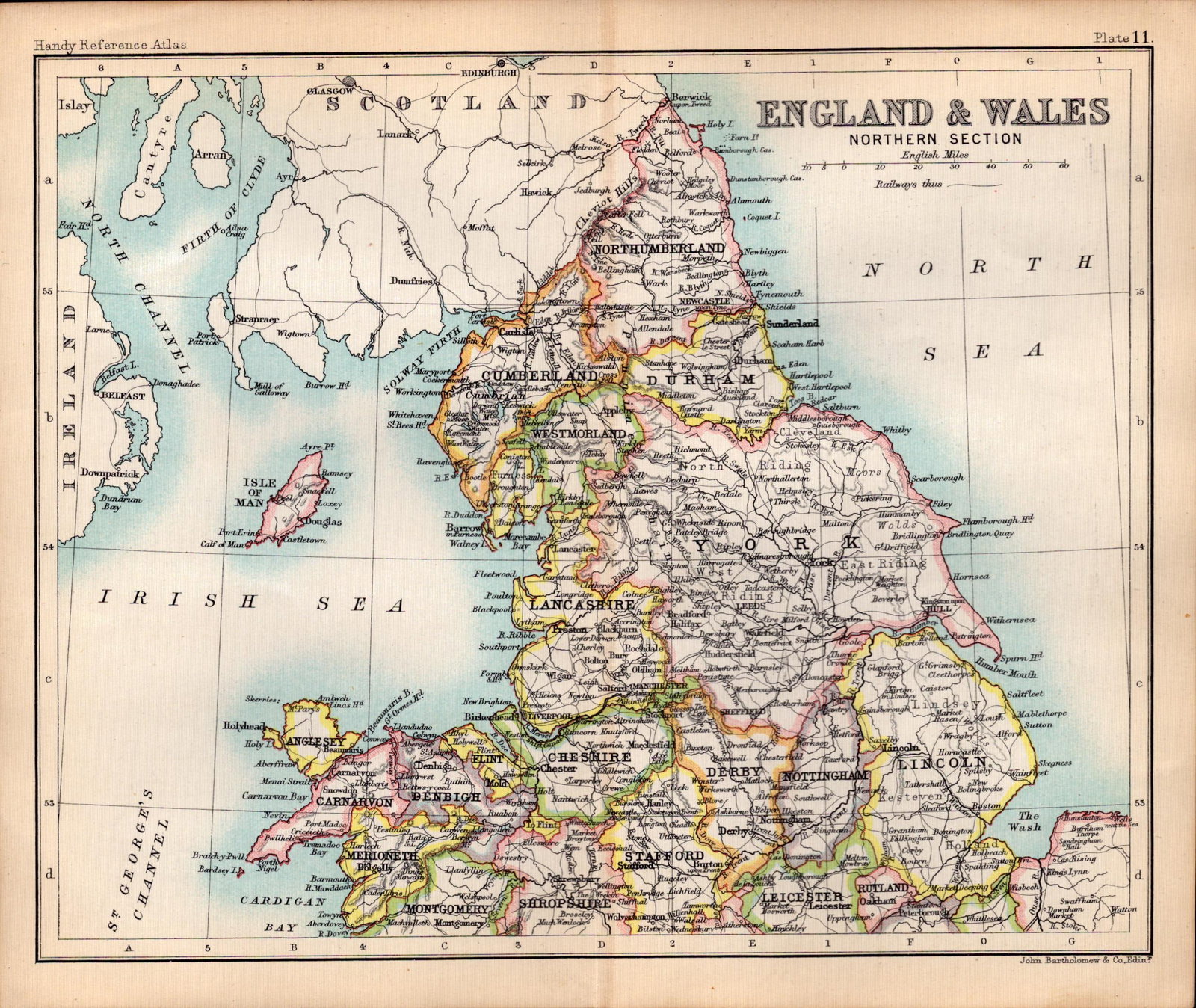 England & Wales Northern Double Sided Victorian Antique 1898 Map.: Title: England & Wales Northern Double Sided Victorian Antique 1898 Map. Description: This Antique Double-Sided Map Has Been Removed From an. 1896 Edition Handy Reference Atlas by J. G.
