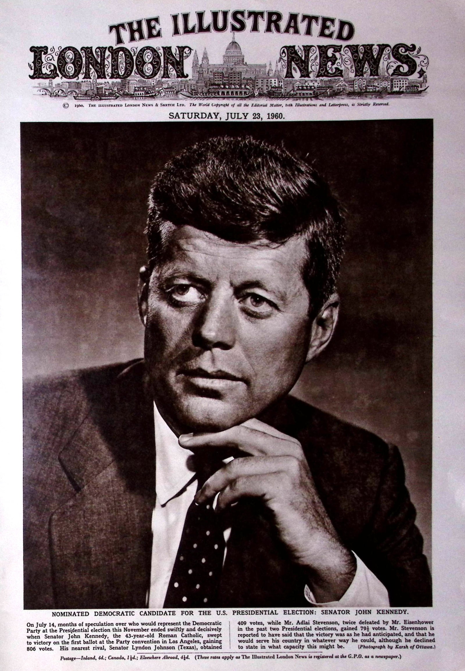 JF Kennedy American Democratic Candidate 1960 Front Page Cover: Title: JF Kennedy American Democratic Candidate 1960 Front Page Cover Description: JF Kennedy American Democratic Candidate 1960 Front Page Cover This Front-Page Original Print Measures 14.5 x