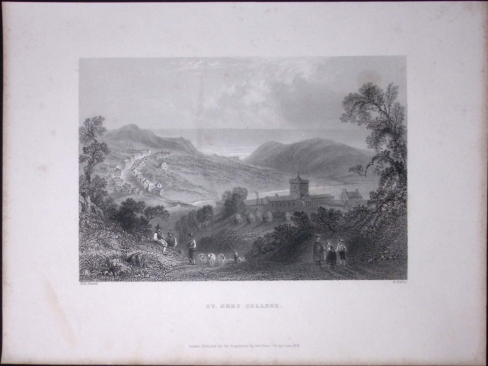Cumbria St Bees College WH Bartlett 183 Years-Old Antique Steel Engraving-1: Title: Cumbria St Bees College WH Bartlett 183 Years-Old Antique Steel Engraving-1 Description: This Steel Engraved Print Has Been Removed from an Antique 1842 Edition of. Finden’s The Po