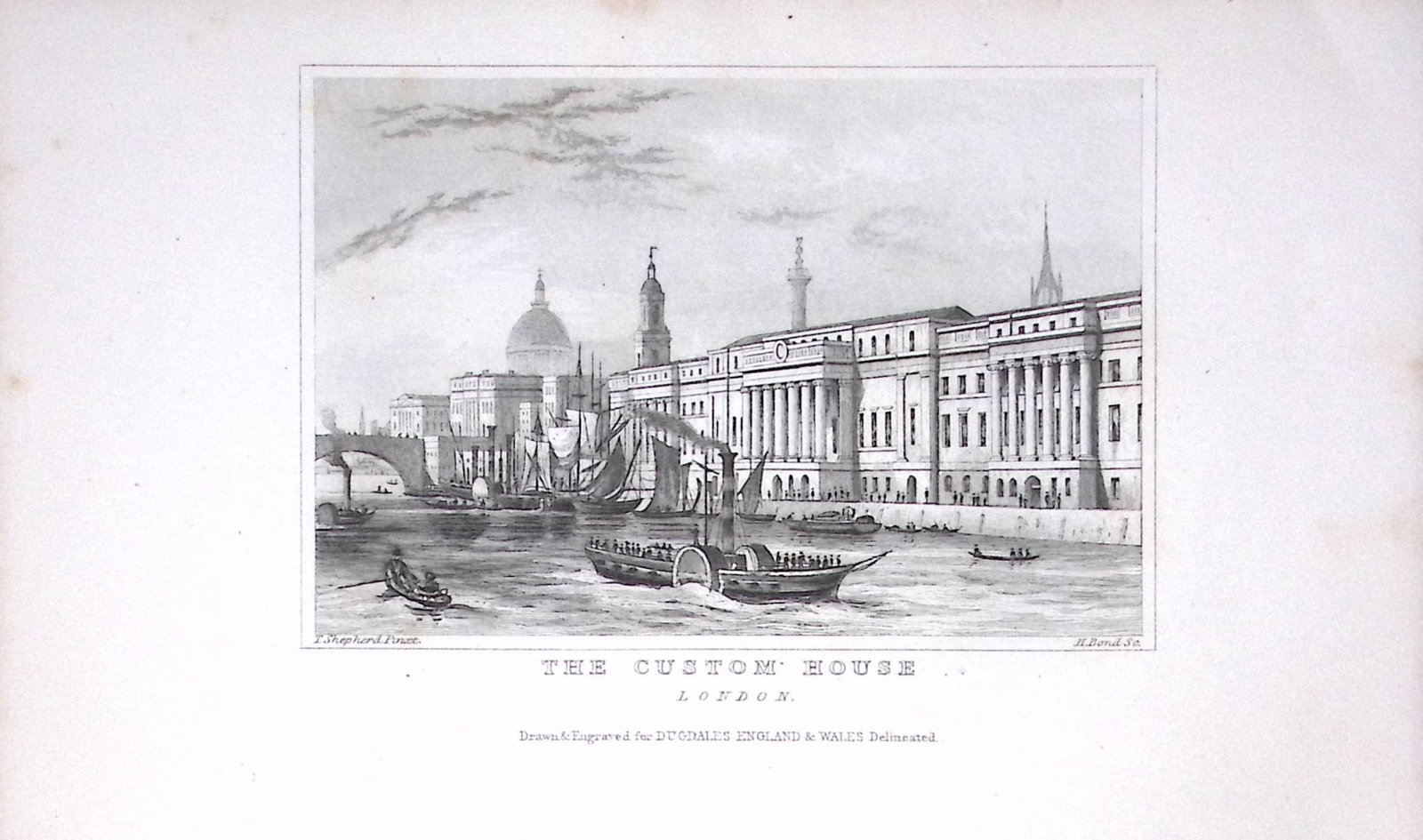 London The Custom House Dugdale & Archer Antique 180 Years-Old Copper Plate Print-64: Title: London The Custom House Dugdale & Archer Antique 180 Years-Old Copper Plate Print-64 Description: This Antique Copper Plate Engraving Has Been Removed from an Antique Edition of.