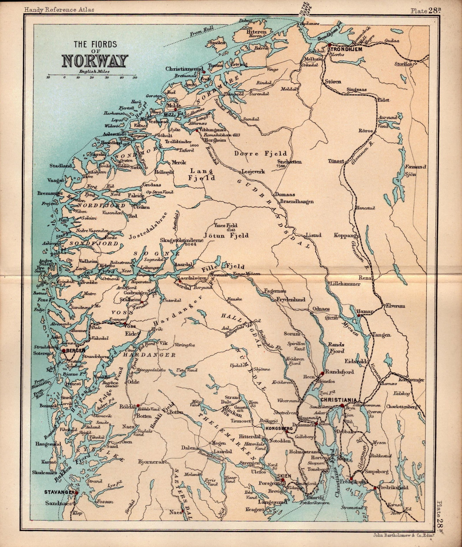 The Fjords of Norway Double Sided Victorian Antique 1898 Map. (1 of 3)