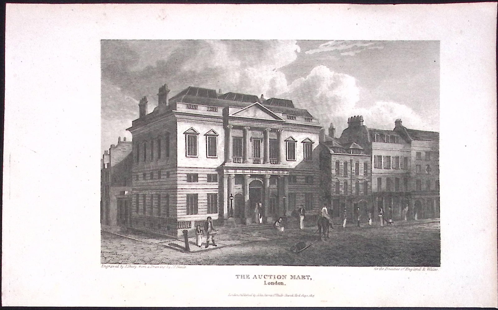 Auction Mart West End London Antique 200 Years-Old Steel-Engraving-239: Title: Auction Mart West End London Antique 200 Years-Old Steel-Engraving-239 Description: This London Georgian Antique Print Was Removed from a First Edition of. The Beauties of England and Wa