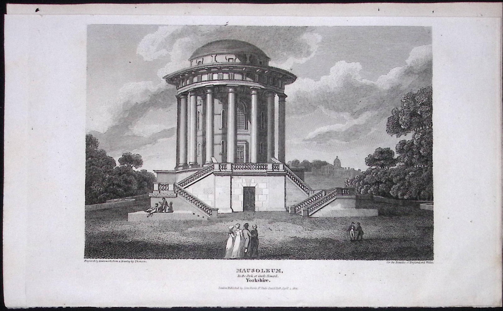 Castle Howard Yorkshire Mausoleum Antique 213 Years-Old Steel-Engraving-20: Title: Castle Howard Yorkshire Mausoleum Antique 213 Years-Old Steel-Engraving-20 Description: This Yorkshire Georgian Antique Print Was Removed from a First Edition of. The Beauties of England and