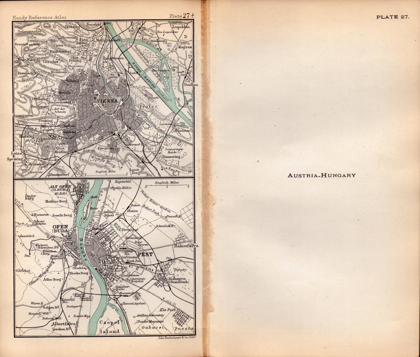 Austria-Hungary Double Sided Victorian Antique 1898 Map. - 2