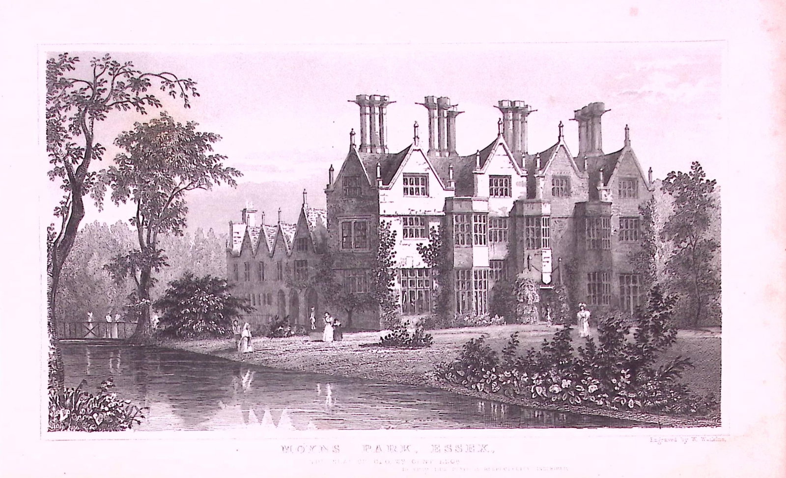 Moyns Park Steeple Bumpstead Essex Antique 197 Years-Old Engraving-29 (1 of 2)