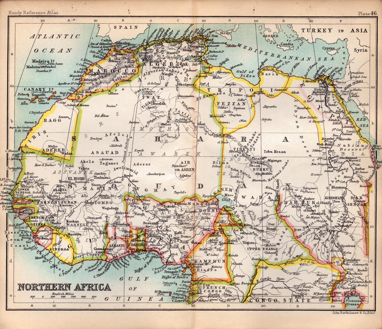 Northern Africa Double Sided Victorian Antique 1898 Map. (1 of 3)