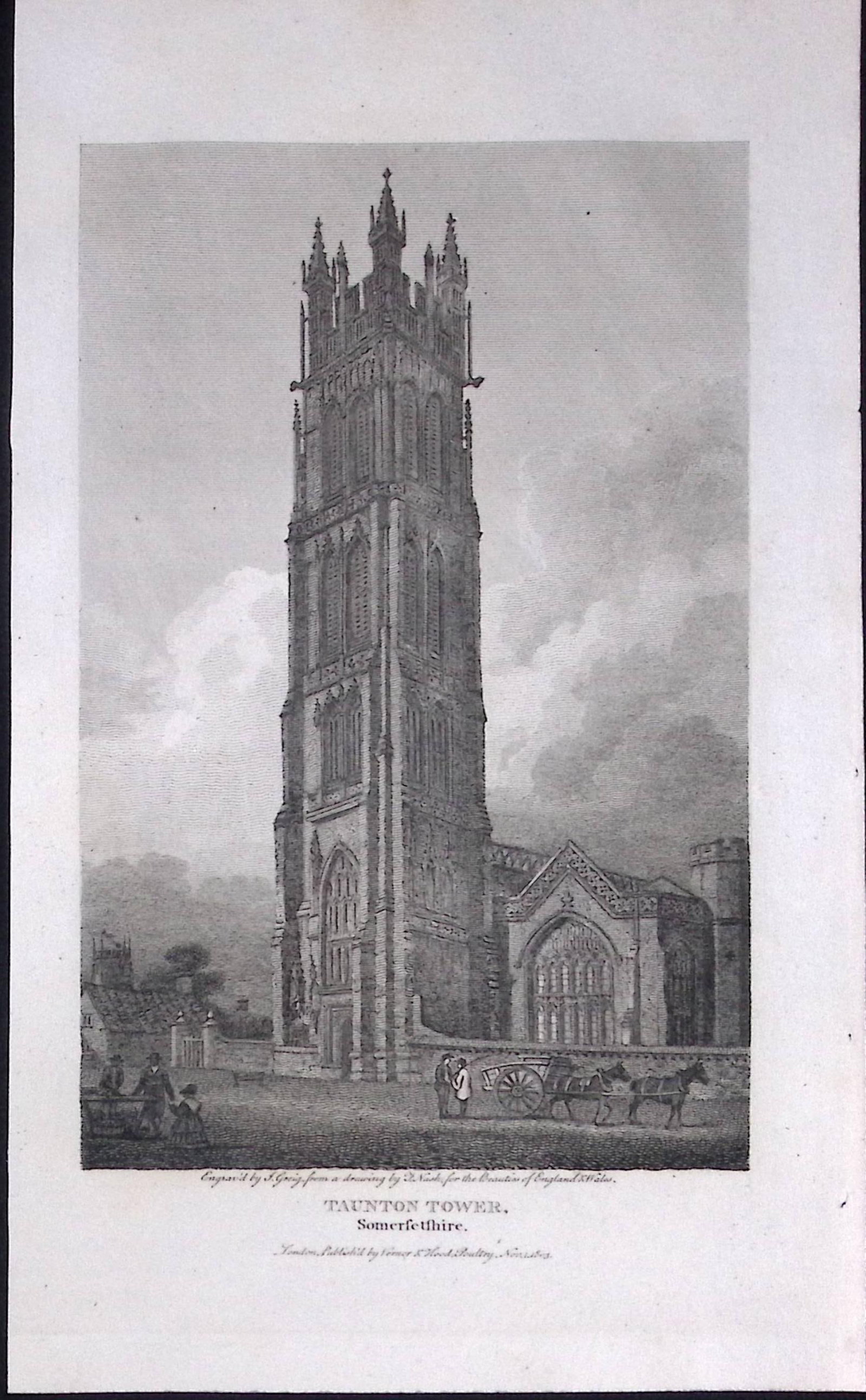 Taunton Tower Somerset Antique 212 Years-Old Georgian Steel-Engraving-173: Title: Taunton Tower Somerset Antique 212 Years-Old Georgian Steel-Engraving-173 Description: This Somerset Georgian Antique Print Was Removed from a First Edition of. The Beauties of England a
