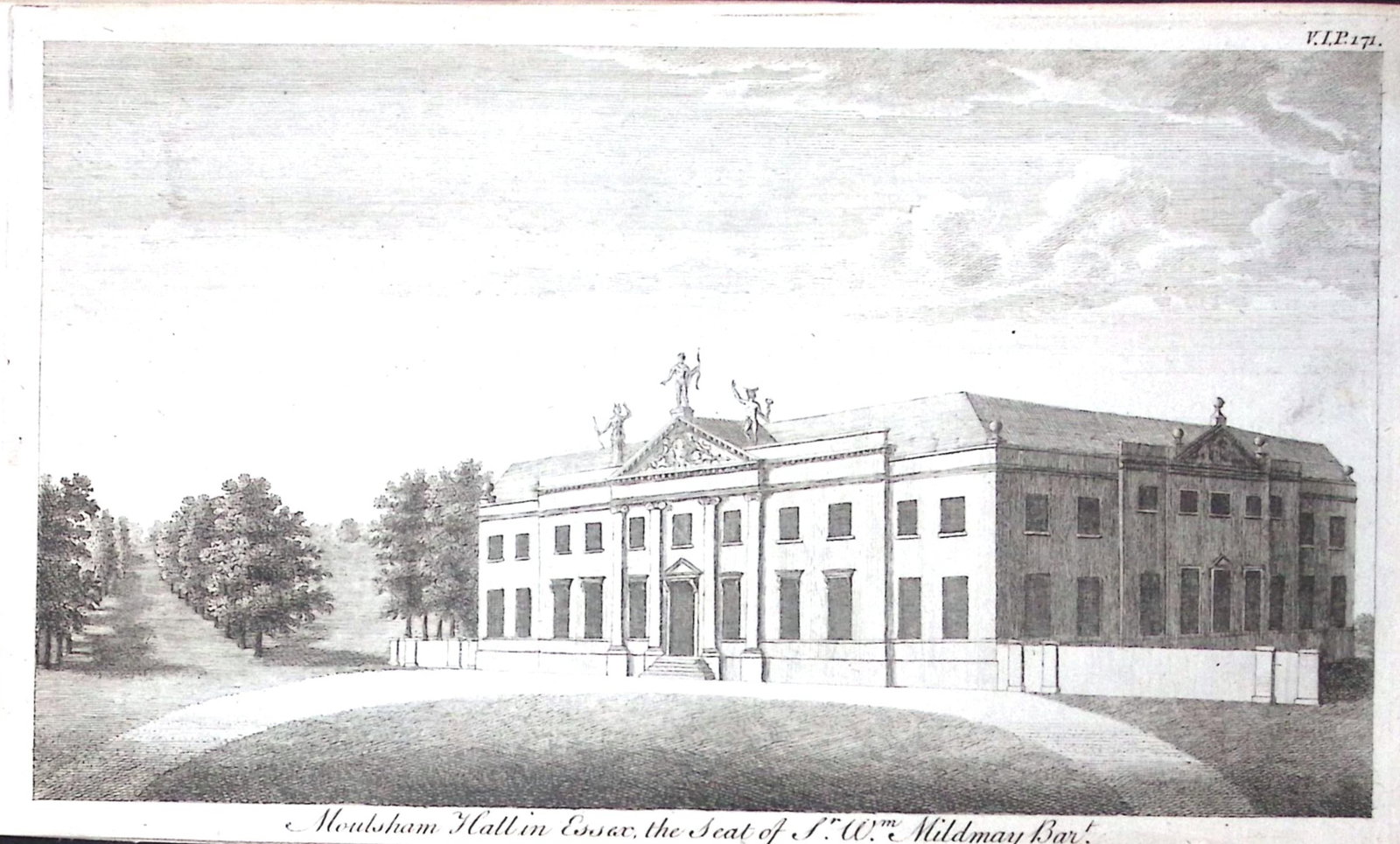 Essex Moulsham Hall Rare Georgian Copper Antique 1776 Engraving-150.: Title: Essex Moulsham Hall Rare Georgian Copper Antique 1776 Engraving-150. Description: This 250-Year-Old Copperplate Engraving Was Removed from an Edition of. A New Display of the Beauties of