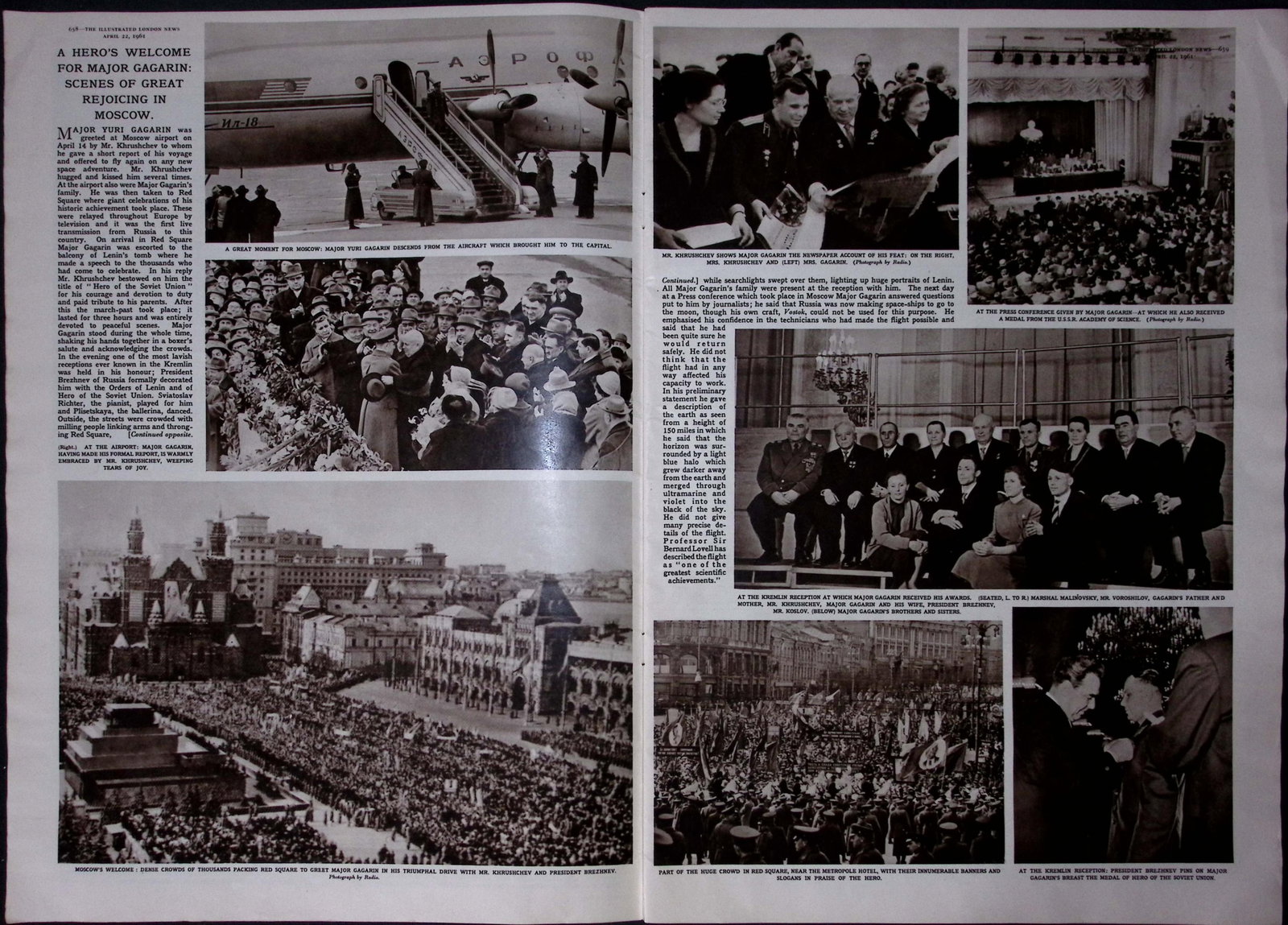 Yuri Gagarin First Man in Space Complete 64-Year-Old Newspaper - 3