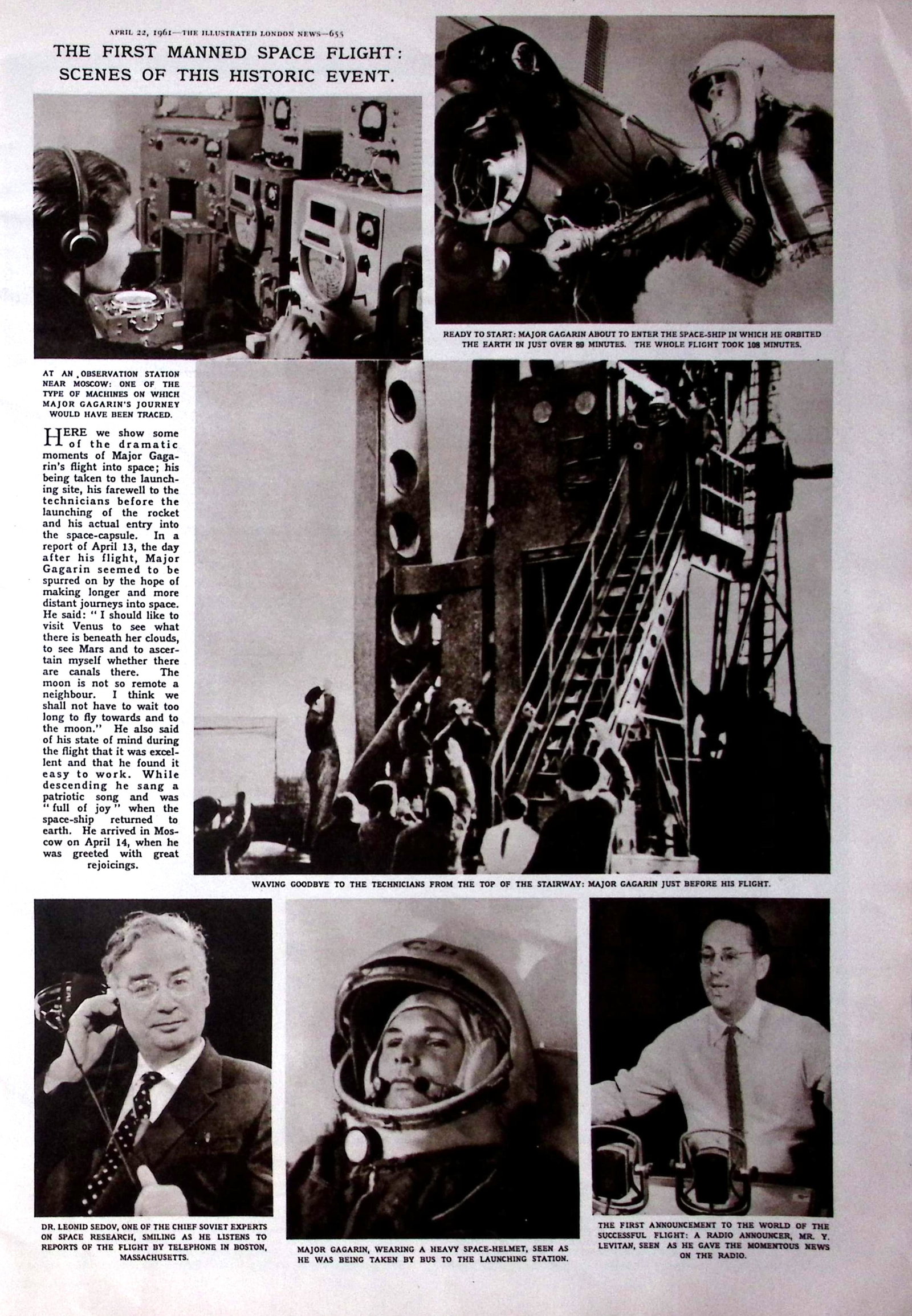 Yuri Gagarin First Man in Space Complete 64-Year-Old Newspaper - 4