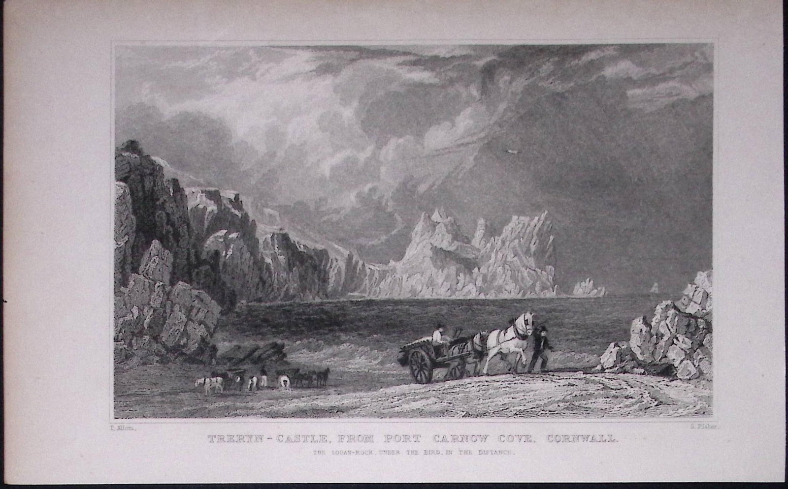Cornwall Treryn-Castle & Port Carnow Antique 193 Years-Old Steel-Engraving-21: Title: Cornwall Treryn-Castle & Port Carnow Antique 193 Years-Old Steel-Engraving-21 Description: This Antique Steel Engraving Was Removed from a 193-Year-Old Edition of. Devon and Cornwall
