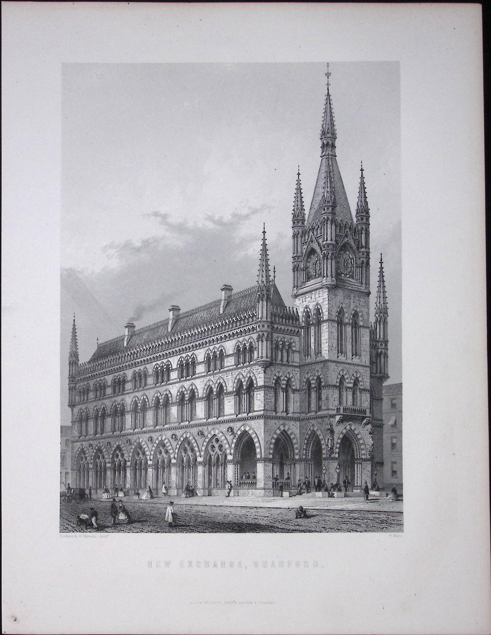 Yorkshire View of New Exchange Bradford Antique 150 Years-Old Engraving-16: Title: Yorkshire View of New Exchange Bradford Antique 150 Years-Old Engraving-16 Description: This Antique Print Was Removed from an Edition of. Yorkshire Past and Present by Thomas Baines Published