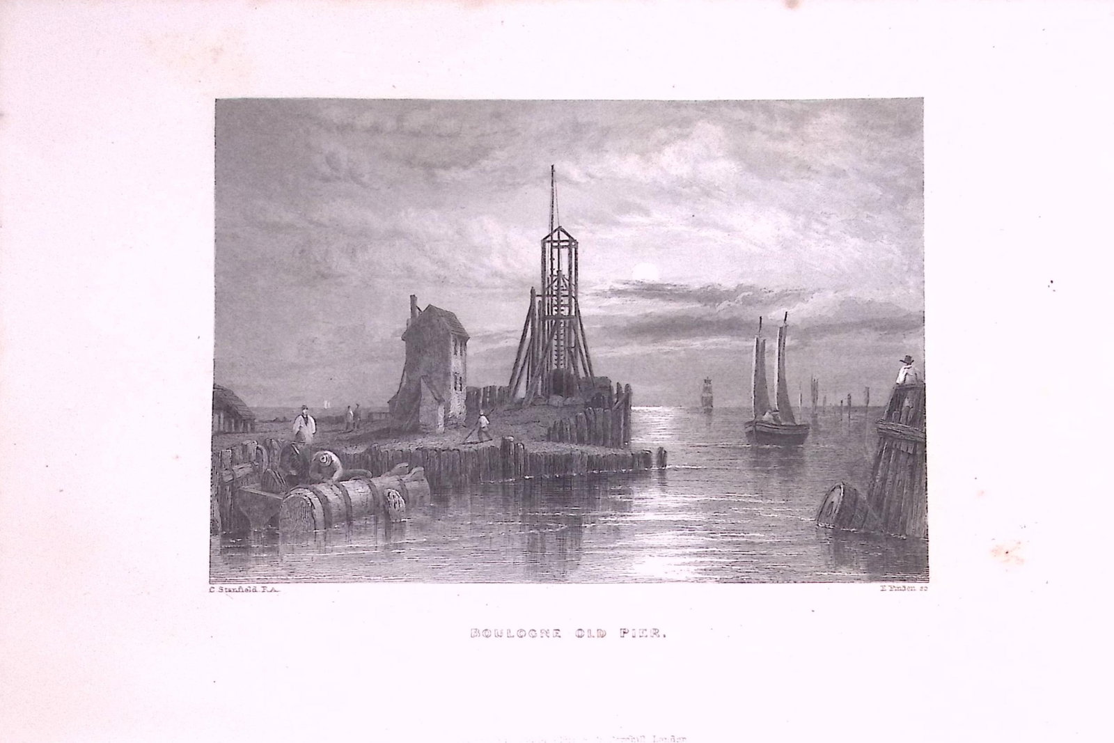Boulogne Pier France 179 years-Old Antique Steel Engraving Print-9-TR: Title: Boulogne Pier France 179 years-Old Antique Steel Engraving Print-9-TR Description: This Antique Print Was Remove from an Edition of History of Stansfield Coast Scenery. Published in 1847