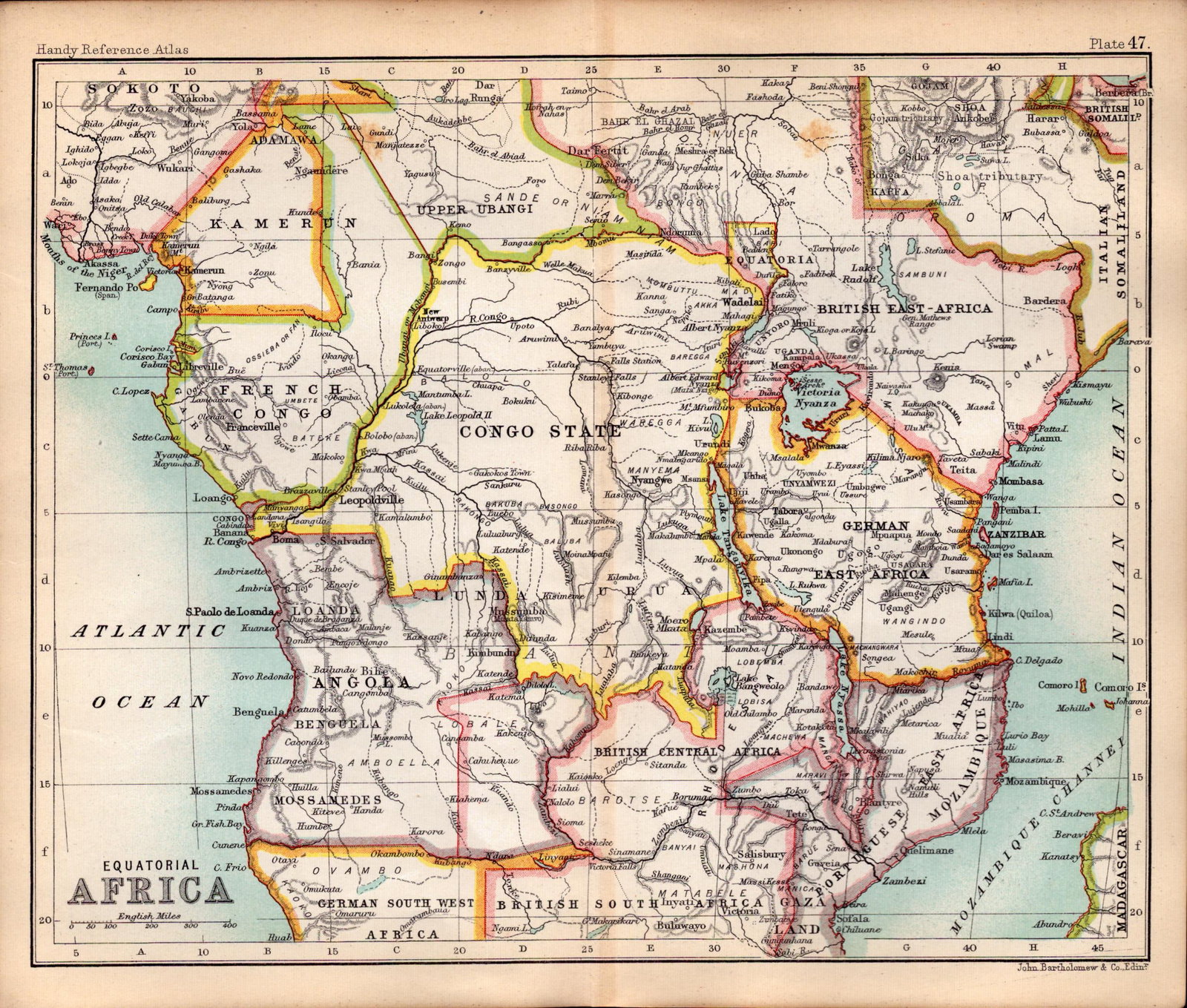 Equatorial Africa Double Sided Victorian Antique 1898 Map. (1 of 3)