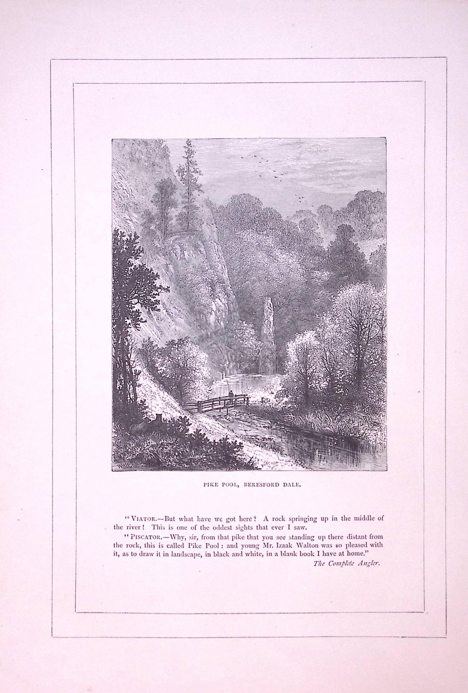 Pike Pool Beresford Hill Peak District Antique 147 Years-Old Illustration-13: Title: Pike Pool Beresford Hill Peak District Antique 147 Years-Old Illustration-13 Description: This Antique Illustration Was Removed from a 147-Year-Old Edition of. English Pictures Drawn wit