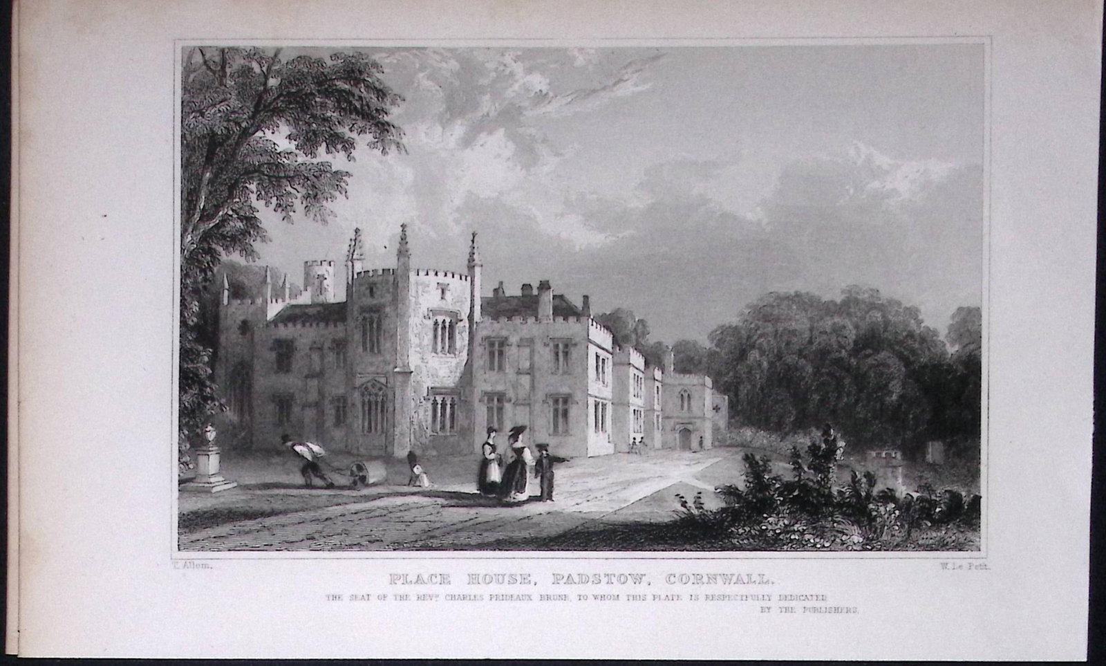 Cornwall Padstow Place-House Antique 193 Years-Old Steel-Engraving-33: Title: Cornwall Padstow Place-House Antique 193 Years-Old Steel-Engraving-33 Description: This Antique Steel Engraving Was Removed from a 193-Year-Old Edition of. Devon and Cornwall Illustrated