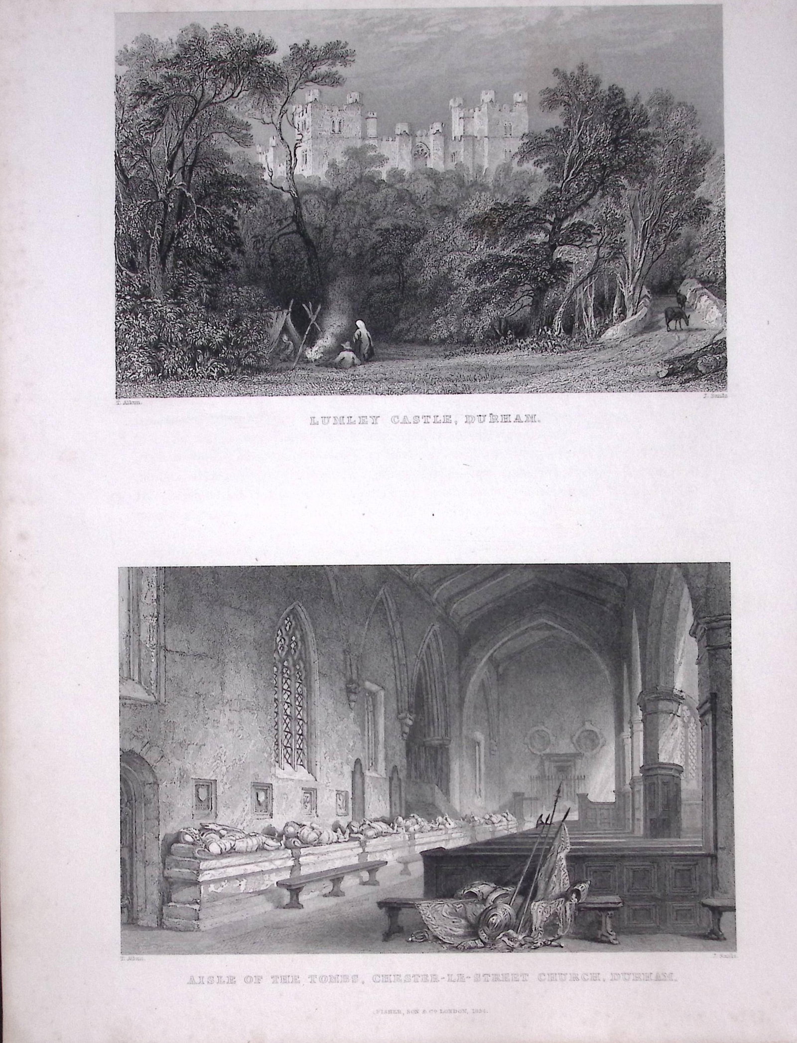 Chester le Street & Lunley Durham 1835 Antique Steel Engraving-4-TR: Title: Chester le Street & Lunley Durham 1835 Antique Steel Engraving-4-TR Description: This Double Image Steel Engraved Print Has Been Removed from an Antique 1835 Edition of. Westmorland,