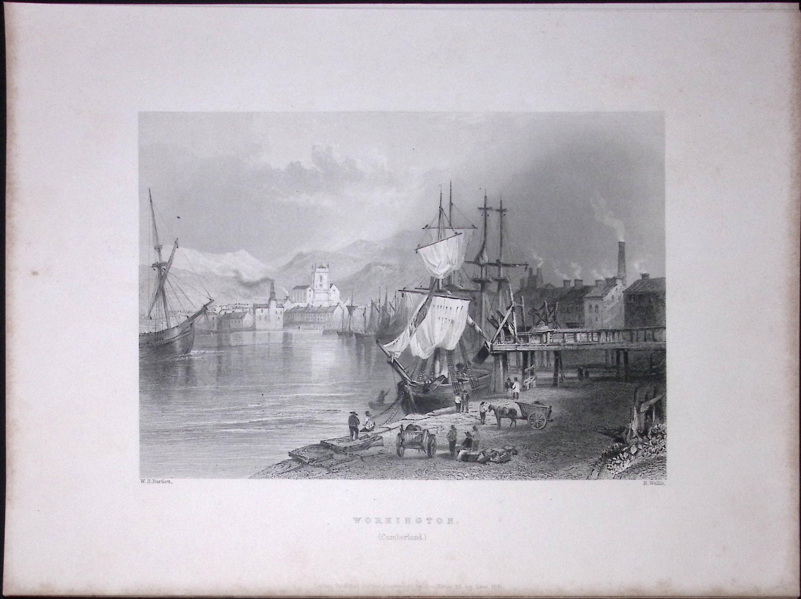 Cumbria Workington Quay WH Bartlett 183 Years-Old Antique Steel Engraving-3: Title: Cumbria Workington Quay WH Bartlett 183 Years-Old Antique Steel Engraving-3 Description: This Steel Engraved Print Has Been Removed from an Antique 1842 Edition of. Finden’s The Ports,