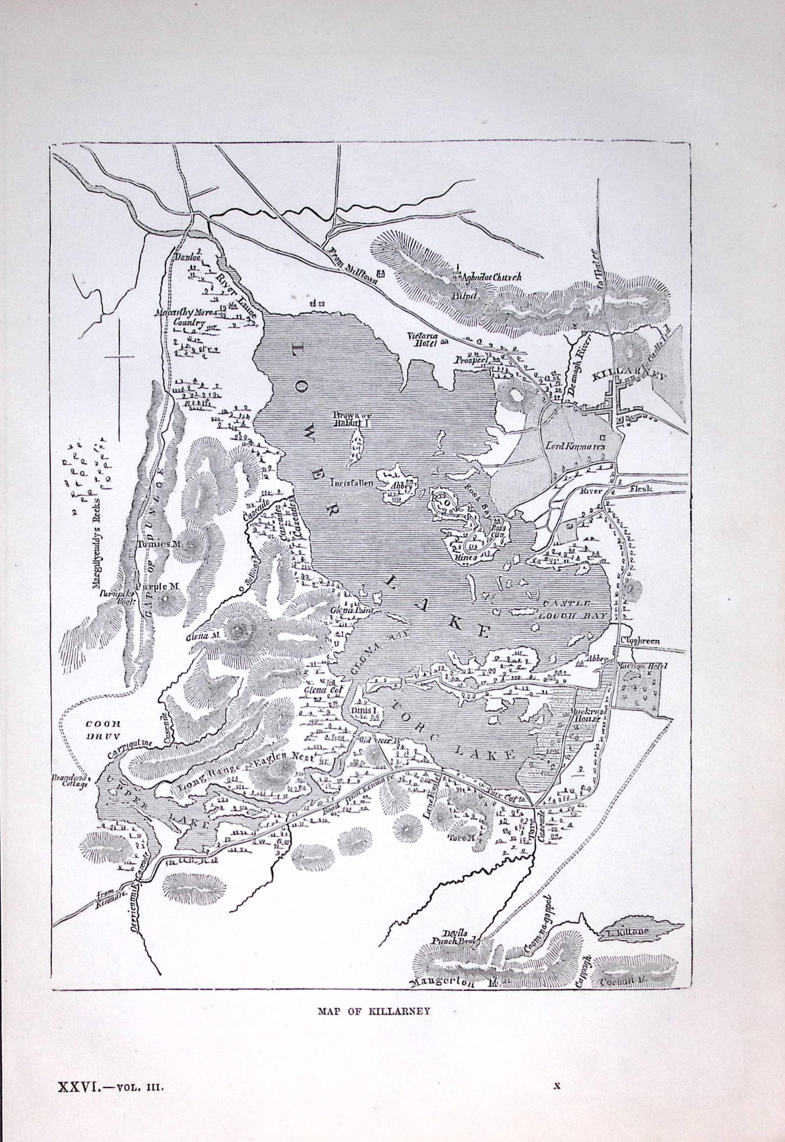 Ireland Detailed Map of Killarney Antique 175-Year-Old Engraved Print-19-TR: Title: Ireland Detailed Map of Killarney Antique 175-Year-Old Engraved Print-19-TR Description: The Land We Live In: Pictorial Sketch Book of British Islands. 1850 This Engraved Print Has Been