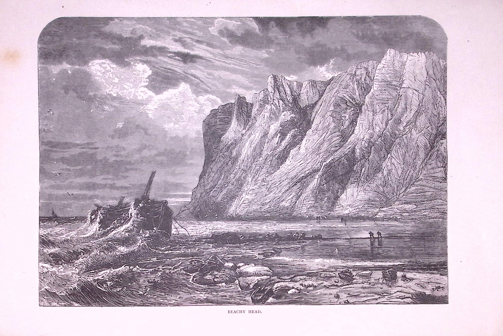 Beachy Head Eastbourne Sussex Antique 147 Years-Old Illustration-19: Title: Beachy Head Eastbourne Sussex Antique 147 Years-Old Illustration-19 Description: This Antique Illustration Was Removed from a 147-Year-Old Edition of. English Pictures Drawn with Pen &am