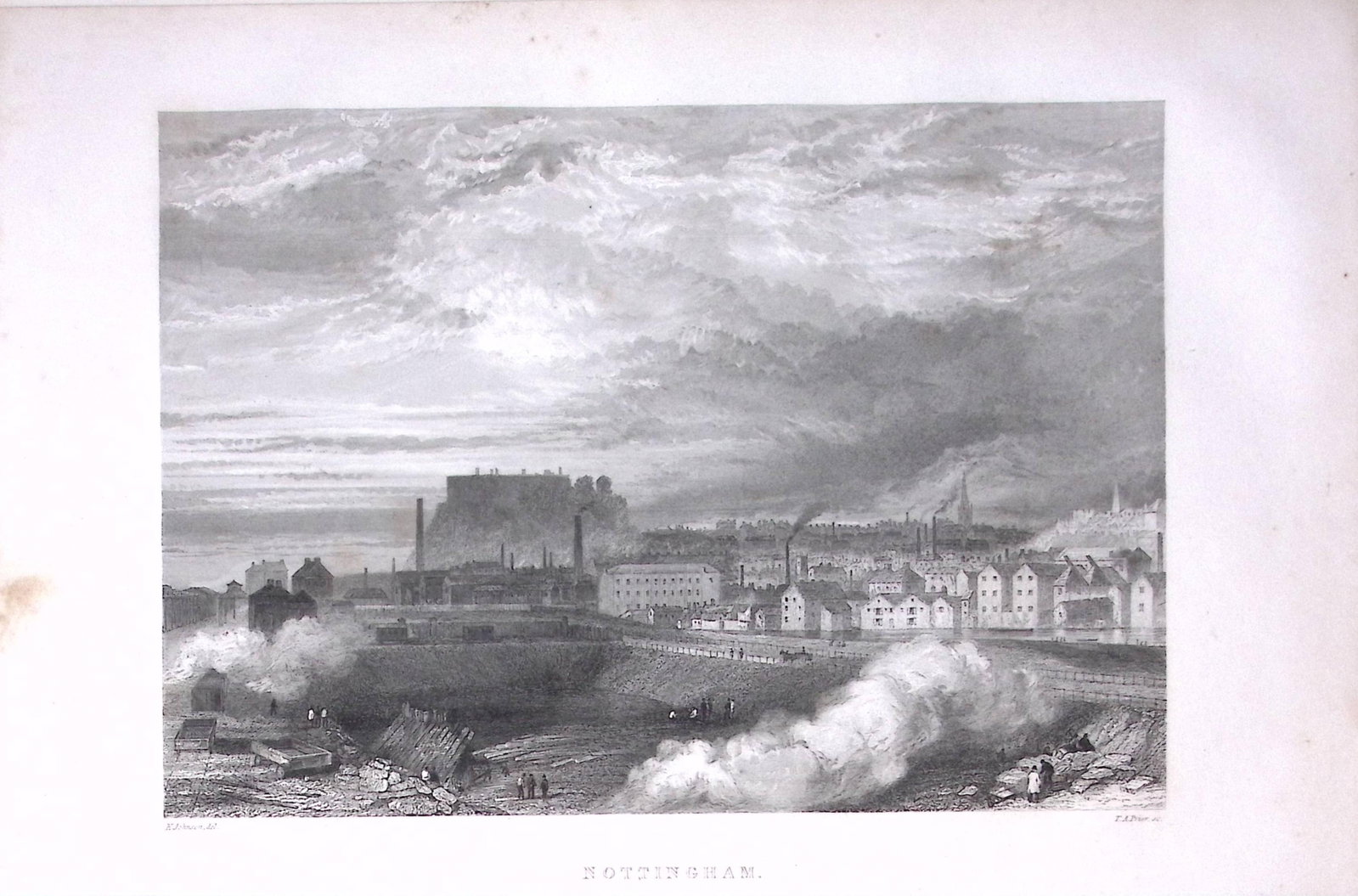 View of Nottingham City Antique 175-Year-Old Engraved Print-13-TR: Title: View of Nottingham City Antique 175-Year-Old Engraved Print-13-TR Description: The Land We Live In: Pictorial Sketch Book of British Islands. 1850 This Engraved Print Has Been Removed from an