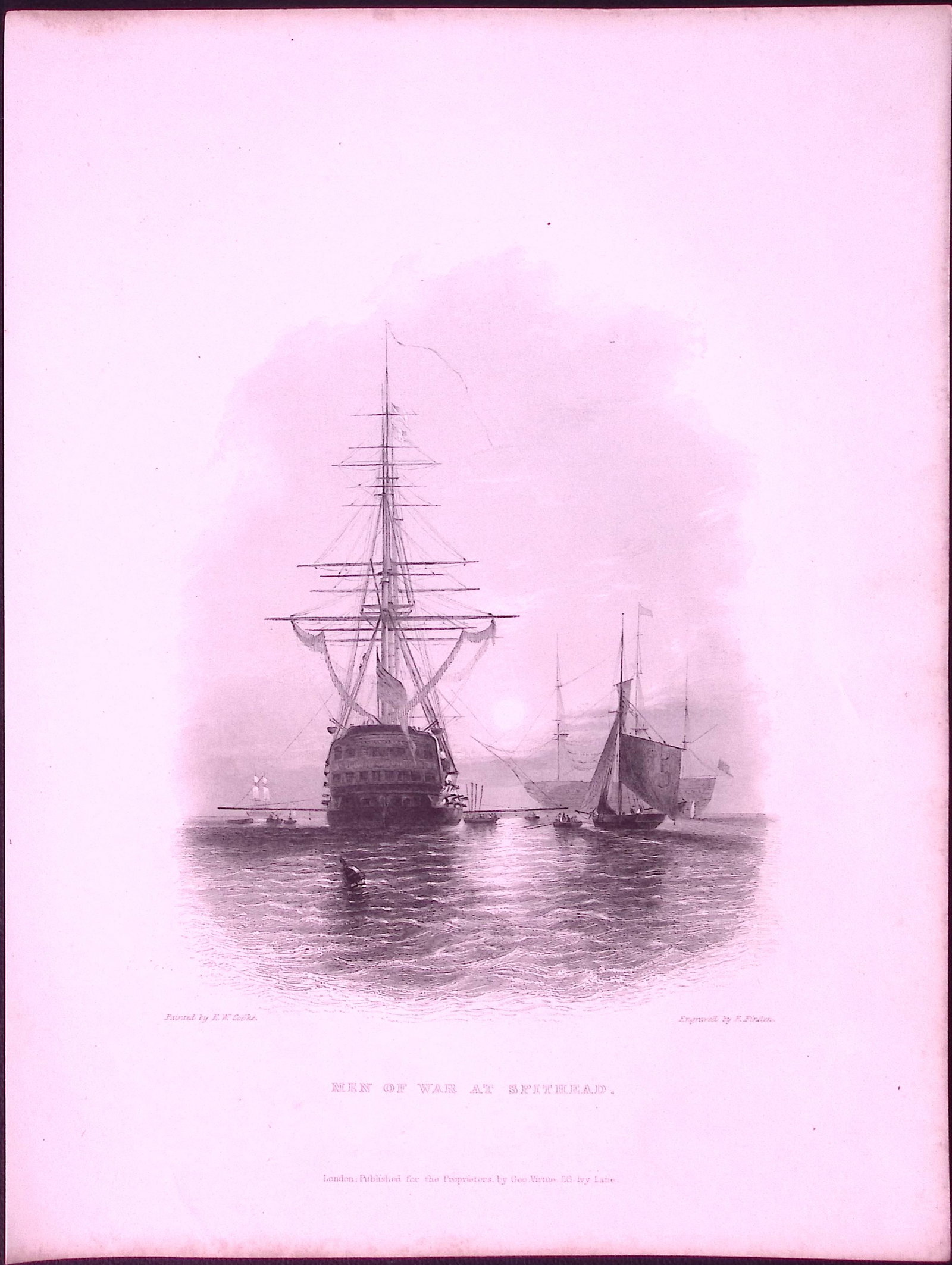 Man at War Ship Spithead WH Bartlett 183 Years-Old Antique Steel Engraving-42: Title: Man at War Ship Spithead WH Bartlett 183 Years-Old Antique Steel Engraving-42 Description: This Steel Engraved Print Has Been Removed from an Antique 1842 Edition of. Finden’s The