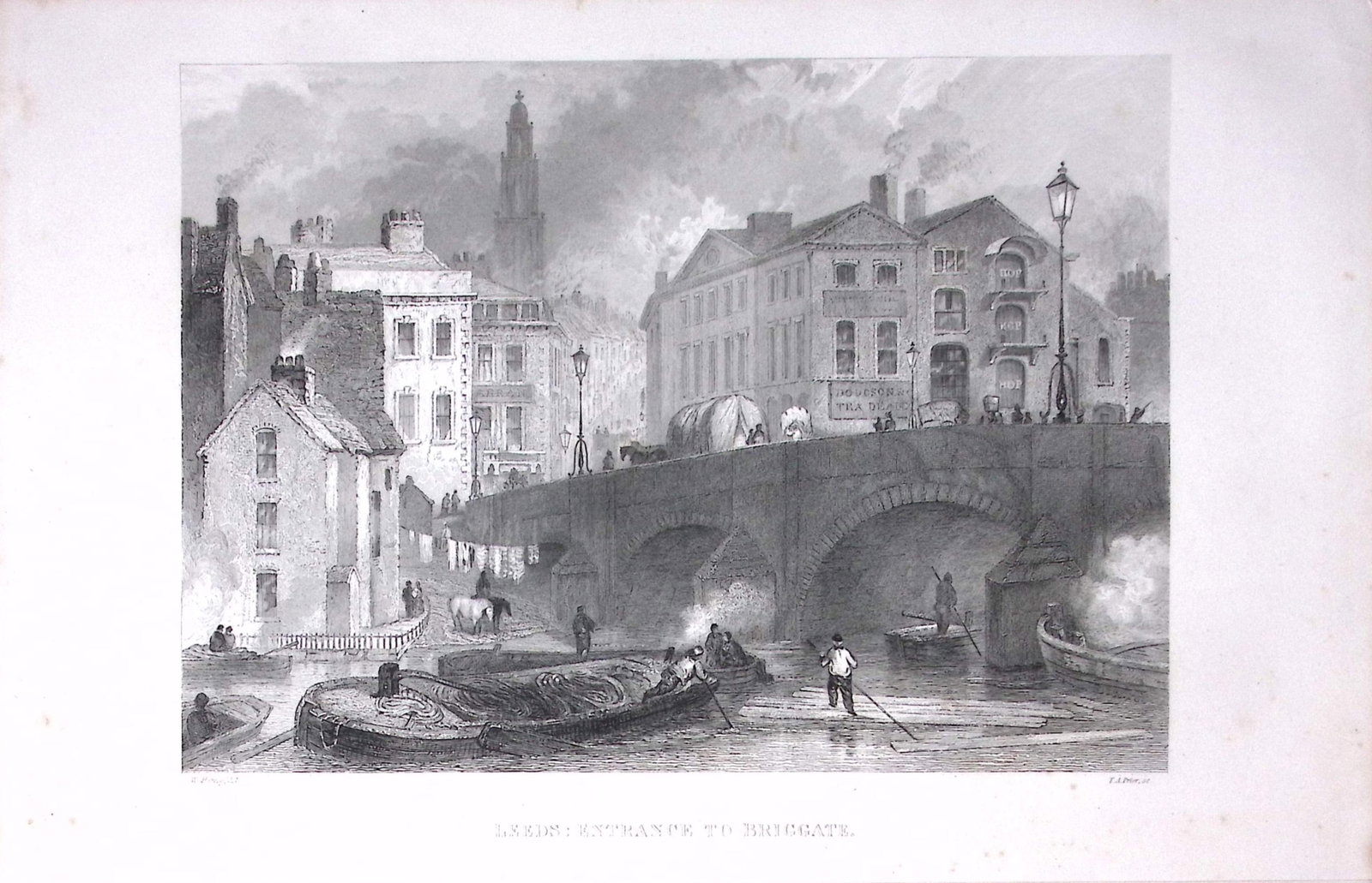 Leeds Entrance to Briggate Antique 175-Year-Old Engraved Print-11-TR: Title: Leeds Entrance to Briggate Antique 175-Year-Old Engraved Print-11-TR Description: The Land We Live In: Pictorial Sketch Book of British Islands. 1850 This Engraved Print Has Been Removed