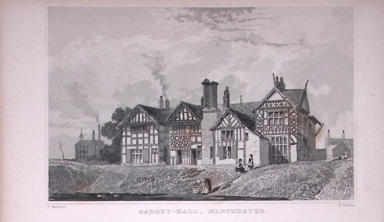 Garret-Hall Manchester Antique 195 Years-Old Steel-Engraving-12: Title: Garret-Hall Manchester Antique 195 Years-Old Steel-Engraving-12 Description: This Antique Steel Engraving Was Removed from a 195-Year-Old Edition of. Lancashire Illustrated in a Series of