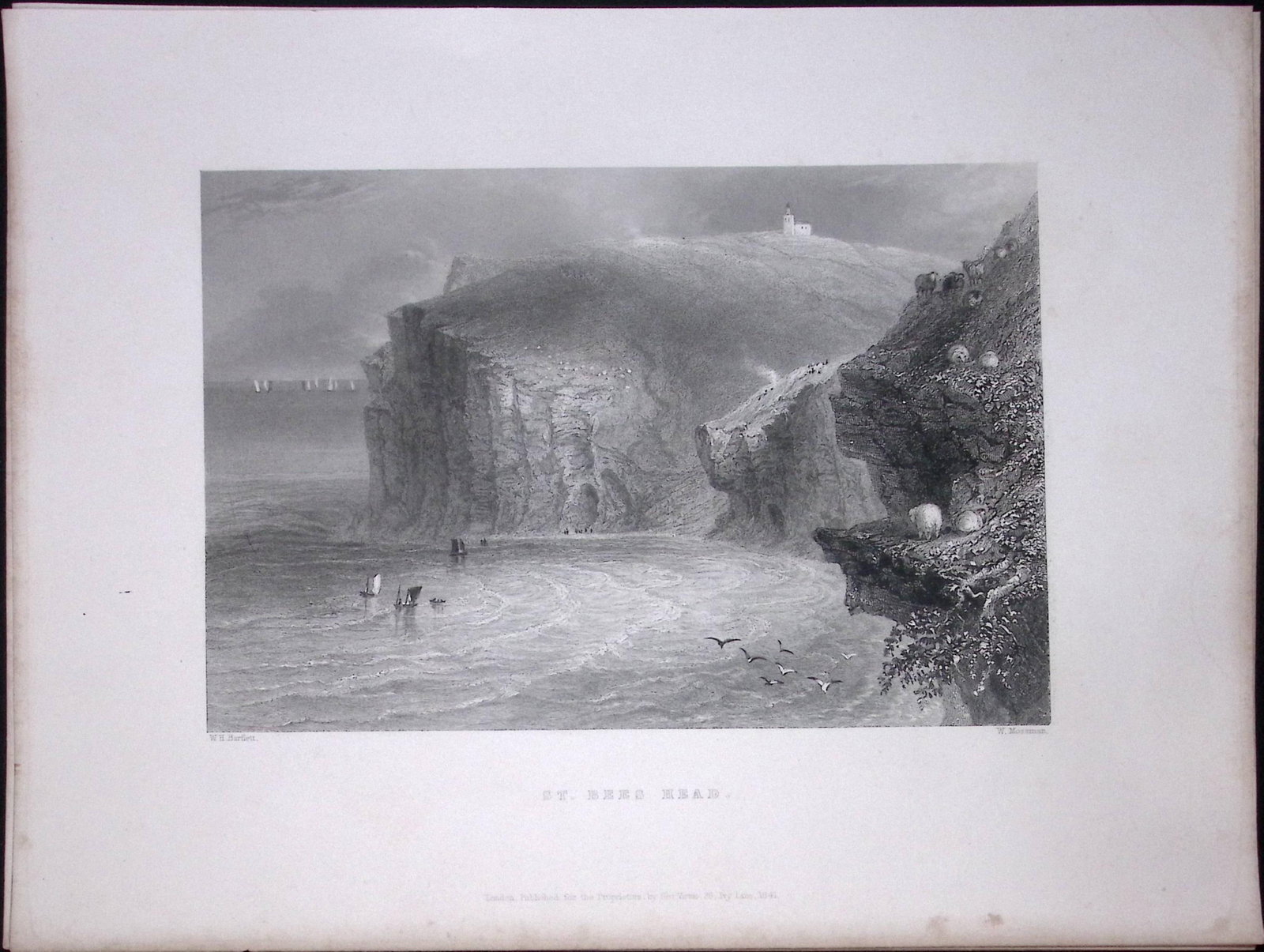 Cumbria St Bees Head WH Bartlett 183 Years-Old Antique Steel Engraving-9: Title: Cumbria St Bees Head WH Bartlett 183 Years-Old Antique Steel Engraving-9 Description: This Steel Engraved Print Has Been Removed from an Antique 1842 Edition of. Finden’s The Ports