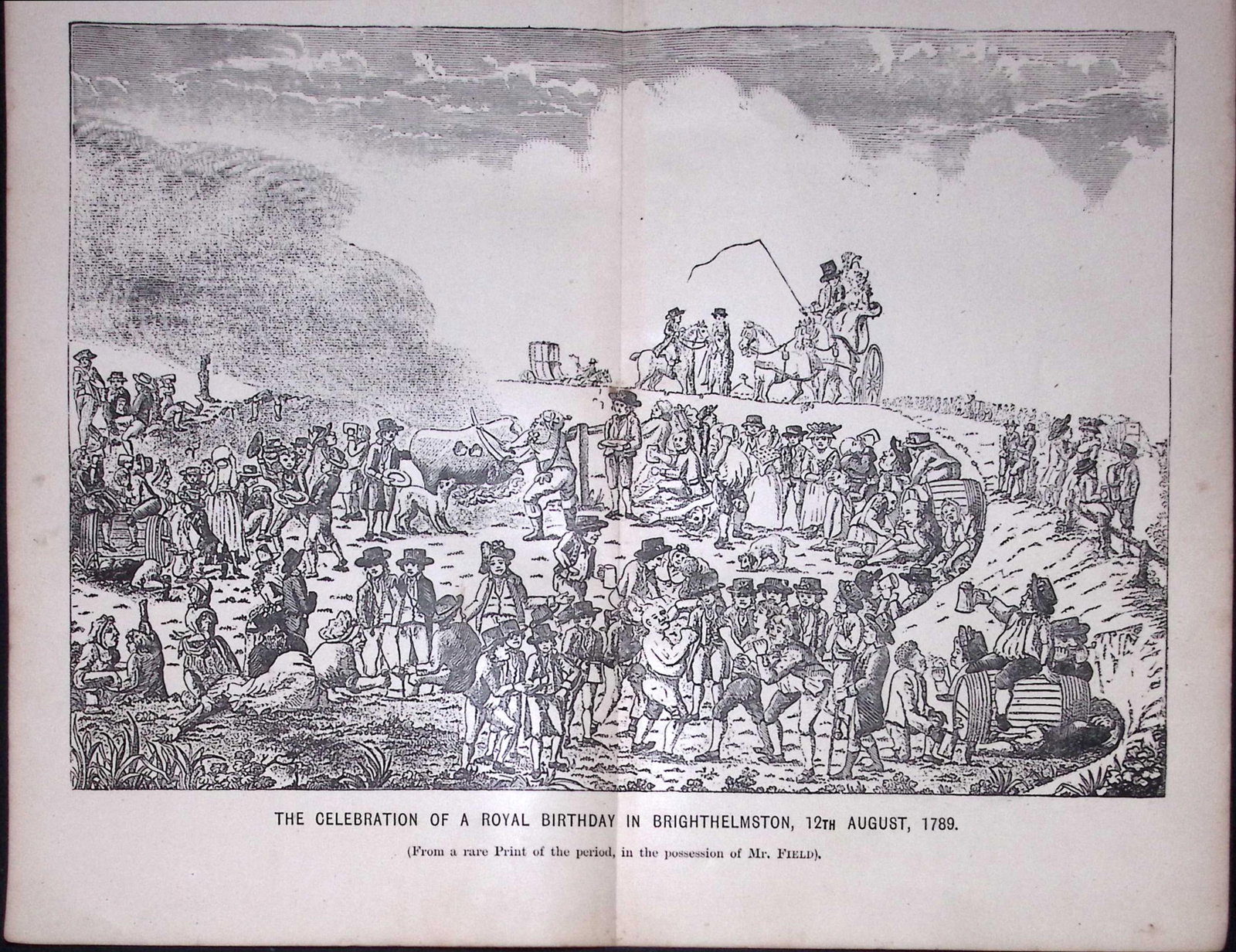 Brighton Celebration of a Royal Birthday Large Antique 134-Year-Old Print-32-TR: Title: Brighton Celebration of a Royal Birthday Large Antique 134-Year-Old Print-32-TR Description: This Print Has Been Removed from an Antique Edition of. Peep in The Past Brighton in The Olden Time