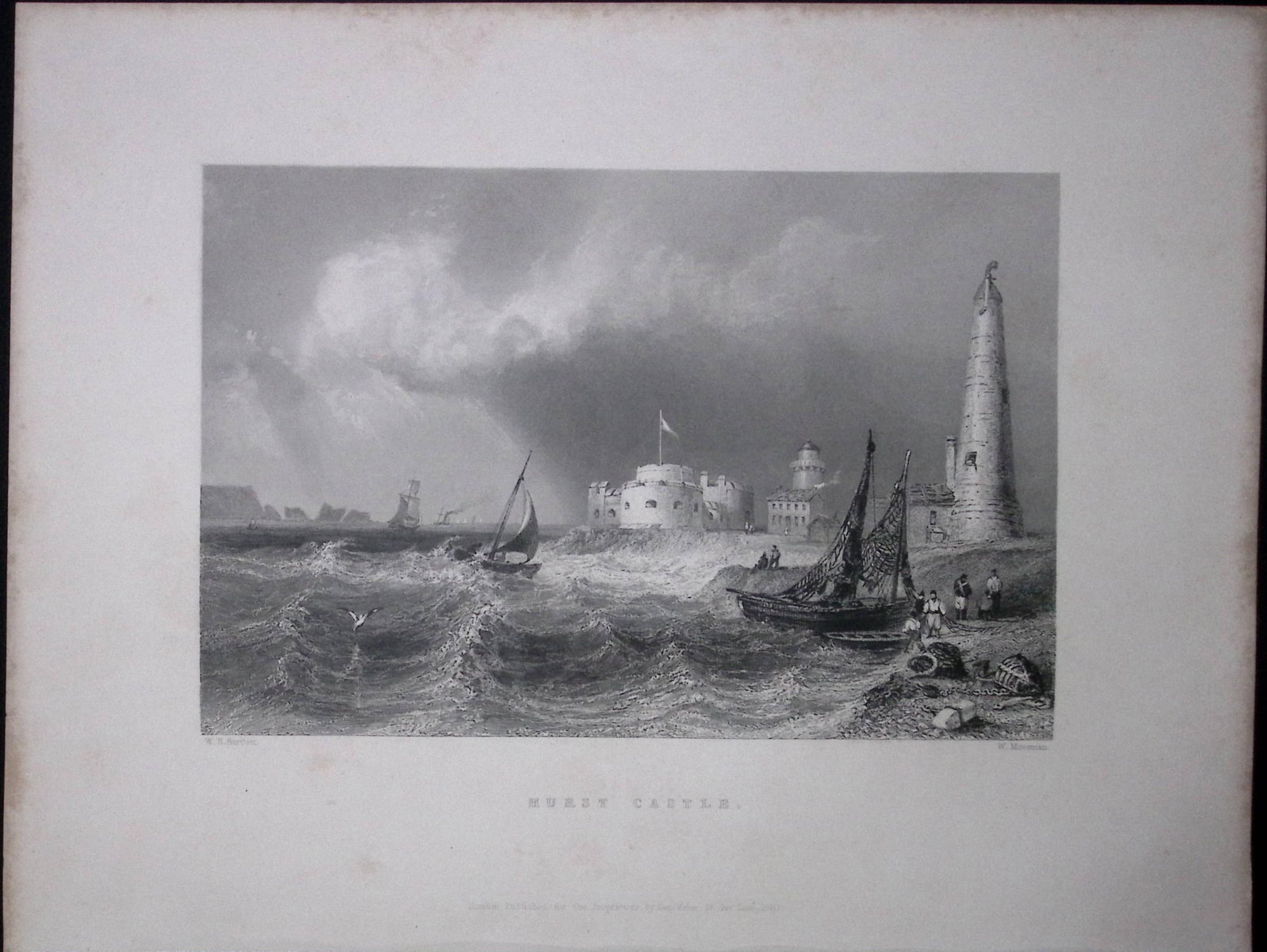 Hampshire Hurst Castle WH Bartlett 1842 Antique Steel Engraving-95: Title: Hampshire Hurst Castle WH Bartlett 1842 Antique Steel Engraving-95 Description: This Steel Engraved Print Has Been Removed from an Antique 1842 Edition of. Finden’s The Ports, Harb
