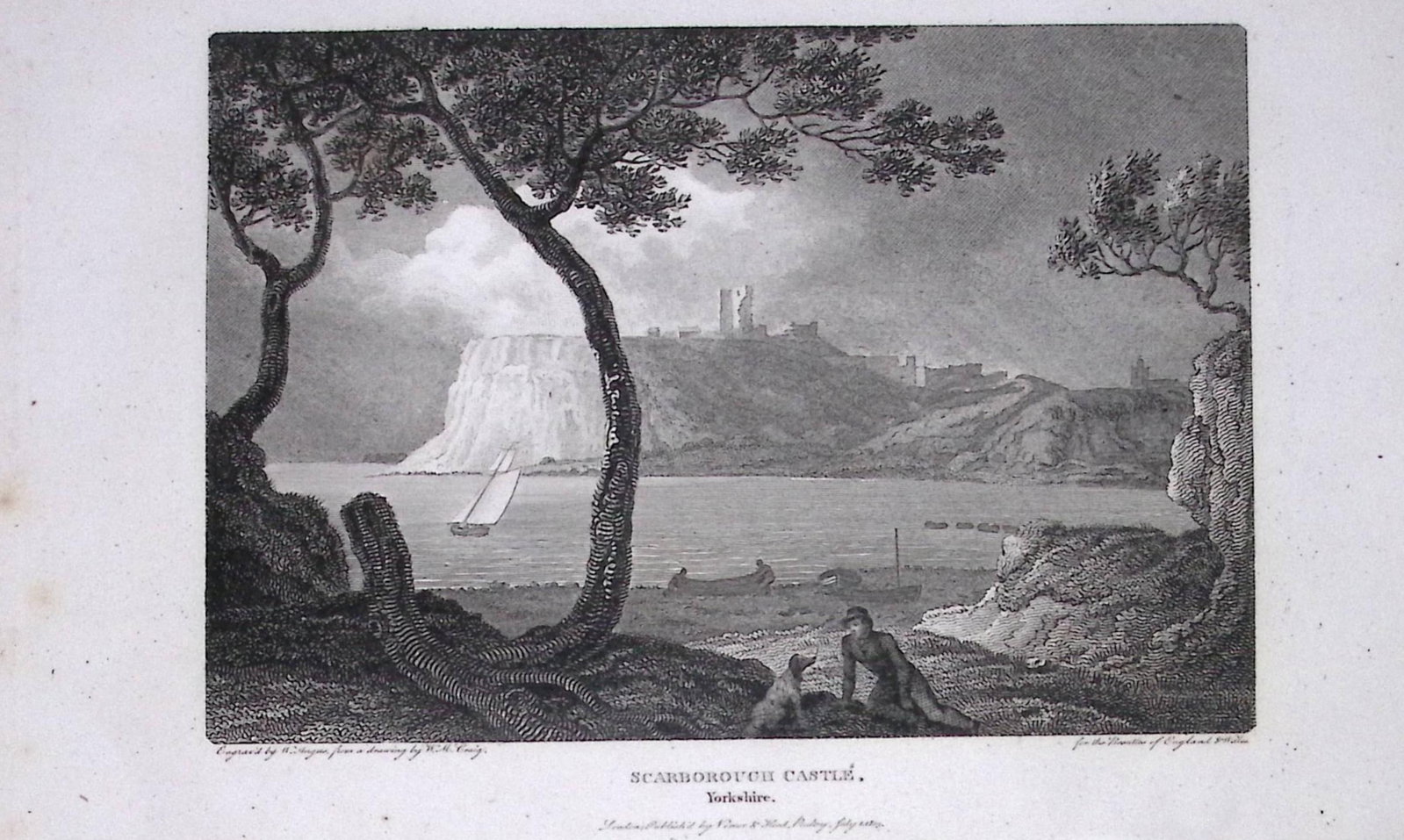 Scarborough Castle Yorkshire Antique 213 Years-Old Steel-Engraving-21: Title: Scarborough Castle Yorkshire Antique 213 Years-Old Steel-Engraving-21 Description: This Yorkshire Georgian Antique Print Was Removed from a First Edition of. The Beauties of England and Wales