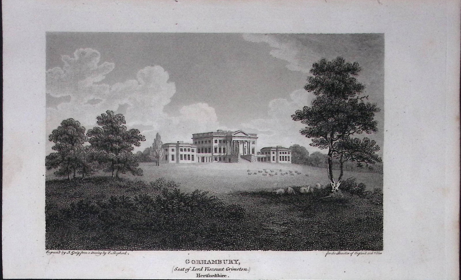 Gorhambury St Albans Herts Antique 218 Years-Old Georgian Steel-Engraving-462: Title: Gorhambury St Albans Herts Antique 218 Years-Old Georgian Steel-Engraving-462 Description: This Antique Georgian Antique Print Was Removed from a First Edition of. The Beauties of